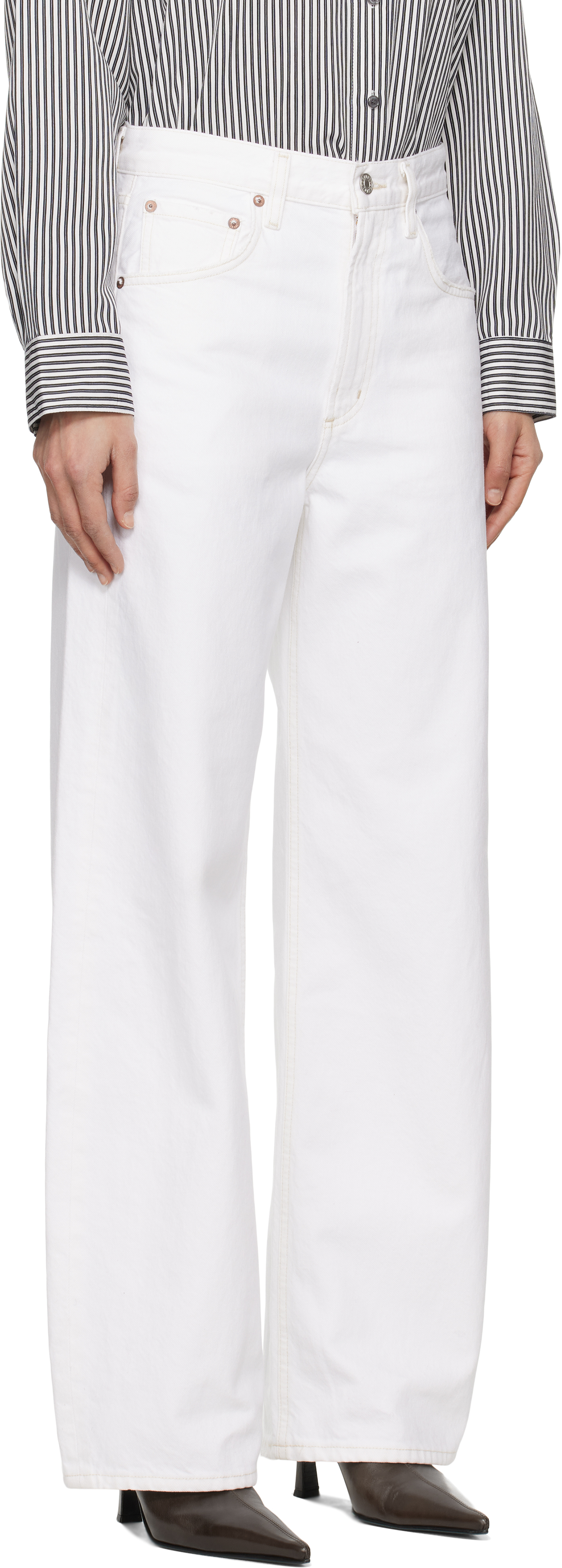 AGOLDE WHITE LOW CURVE JEANS
