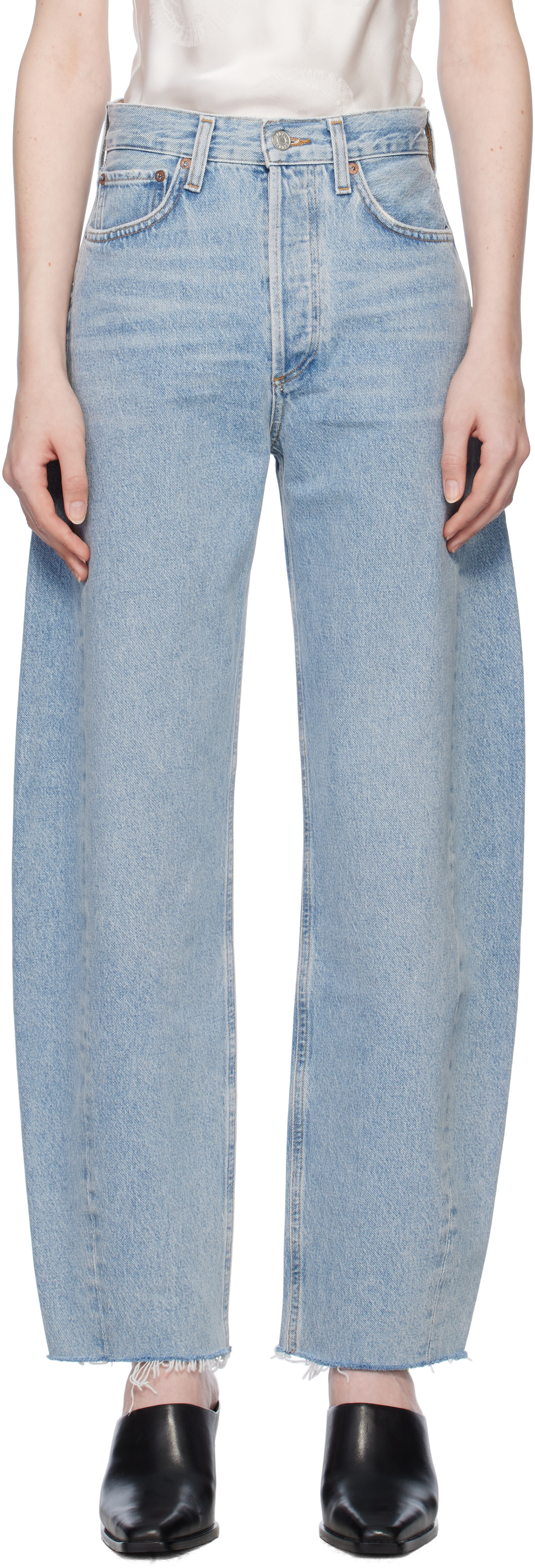 Agolde Blue Luna High Rise Pieced Jeans In Void