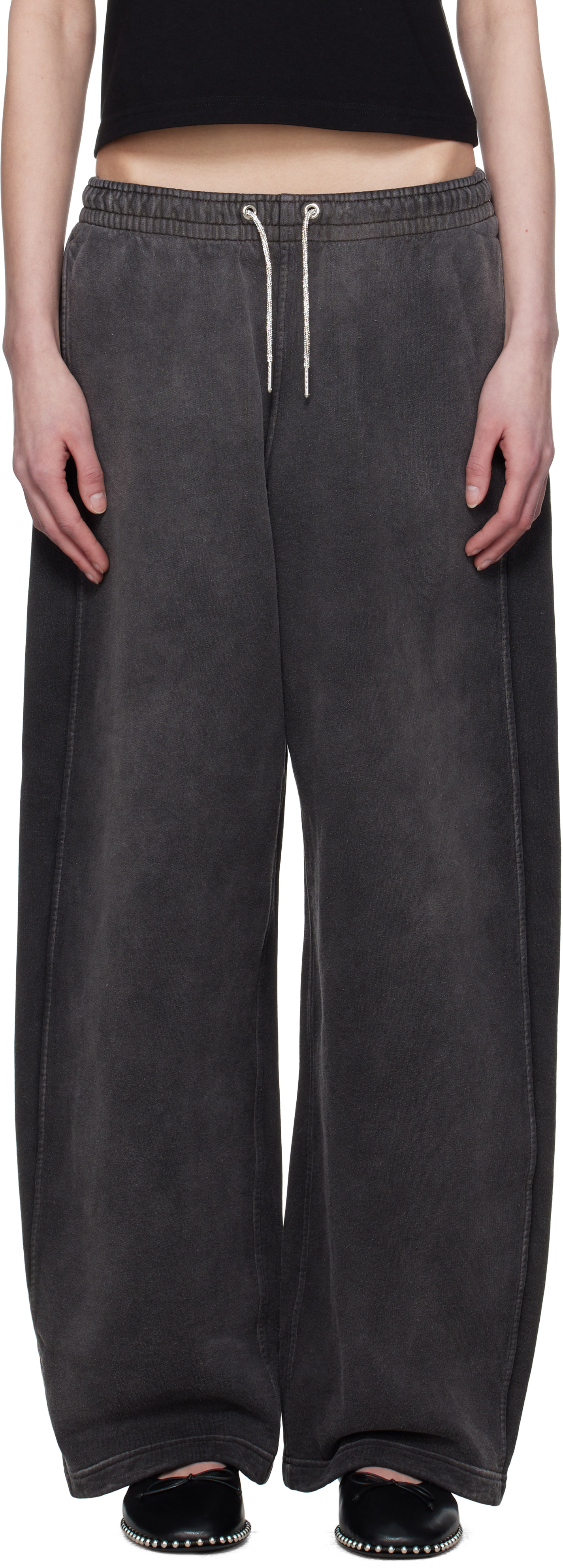 alexanderwang. t Gray Crystal Hotfix Drawcord Sweatpants