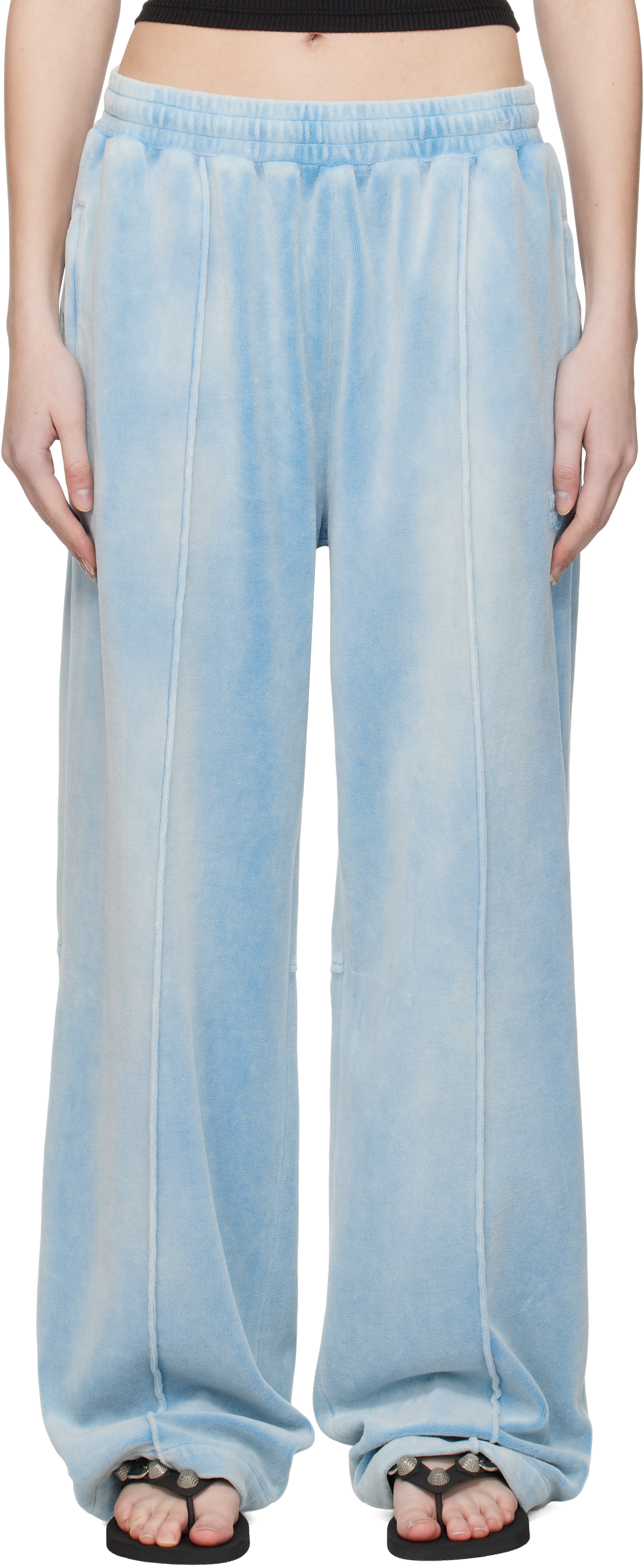 alexanderwang. t Blue Crushed Velour Lounge Pants