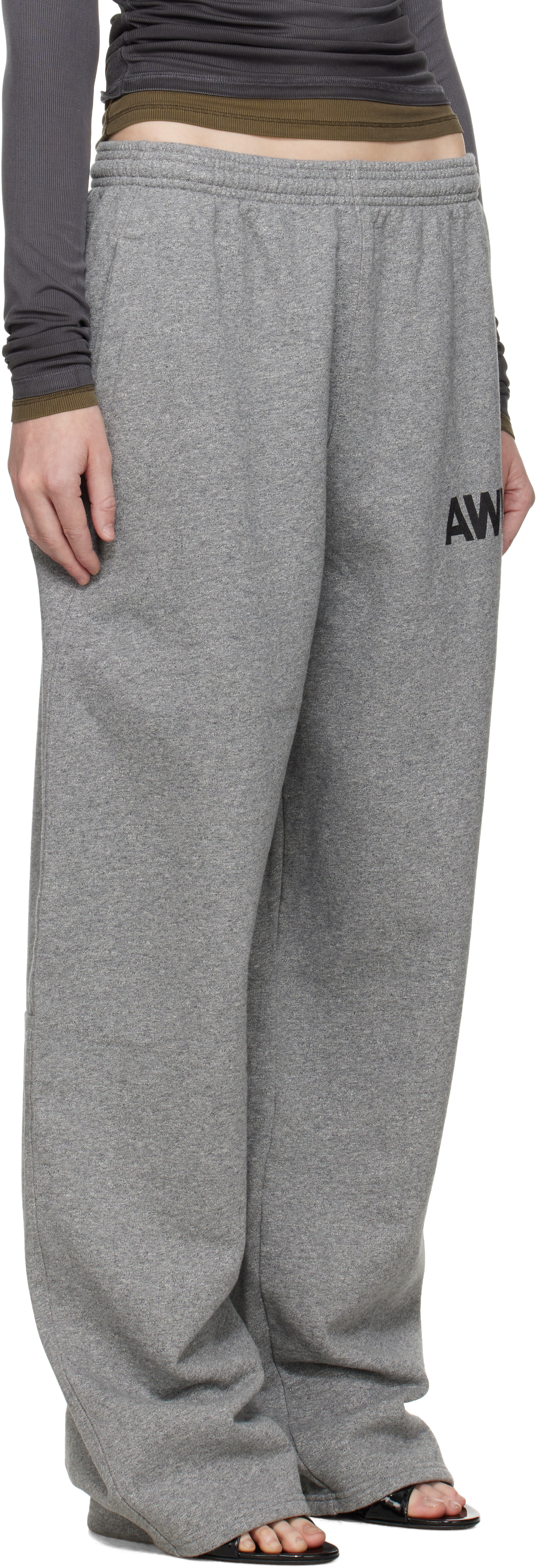 Alexander Wang T T By Alexander Wang Cotton Fleece Sweatpants With Logo Print In Dark Heather Grey
