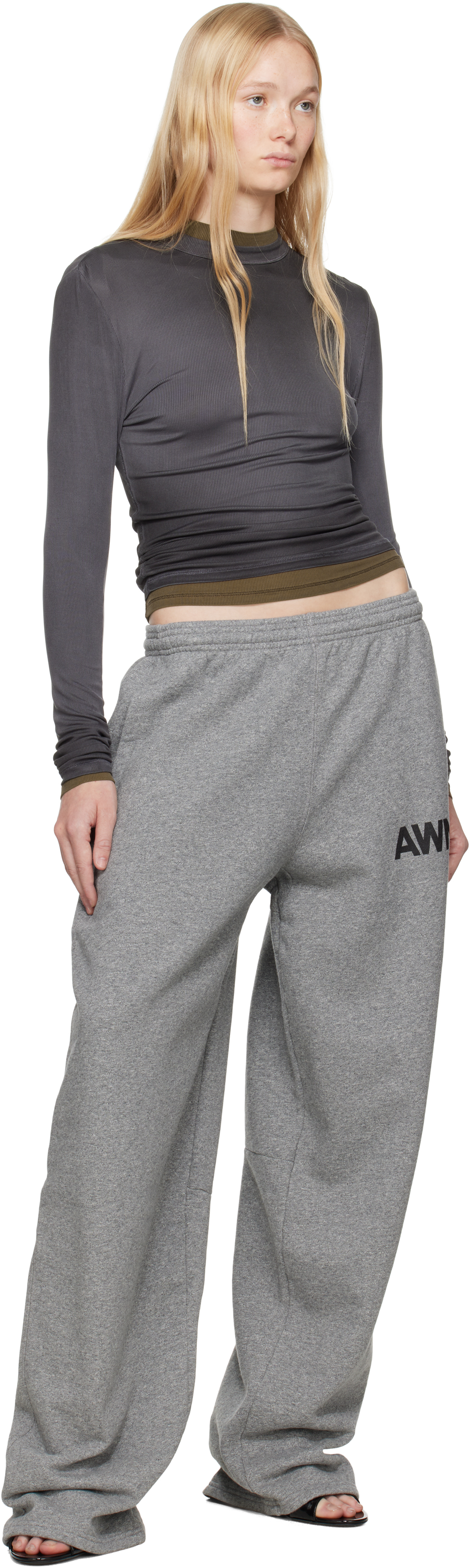 Alexander Wang T T By Alexander Wang Cotton Fleece Sweatpants With Logo Print In Dark Heather Grey