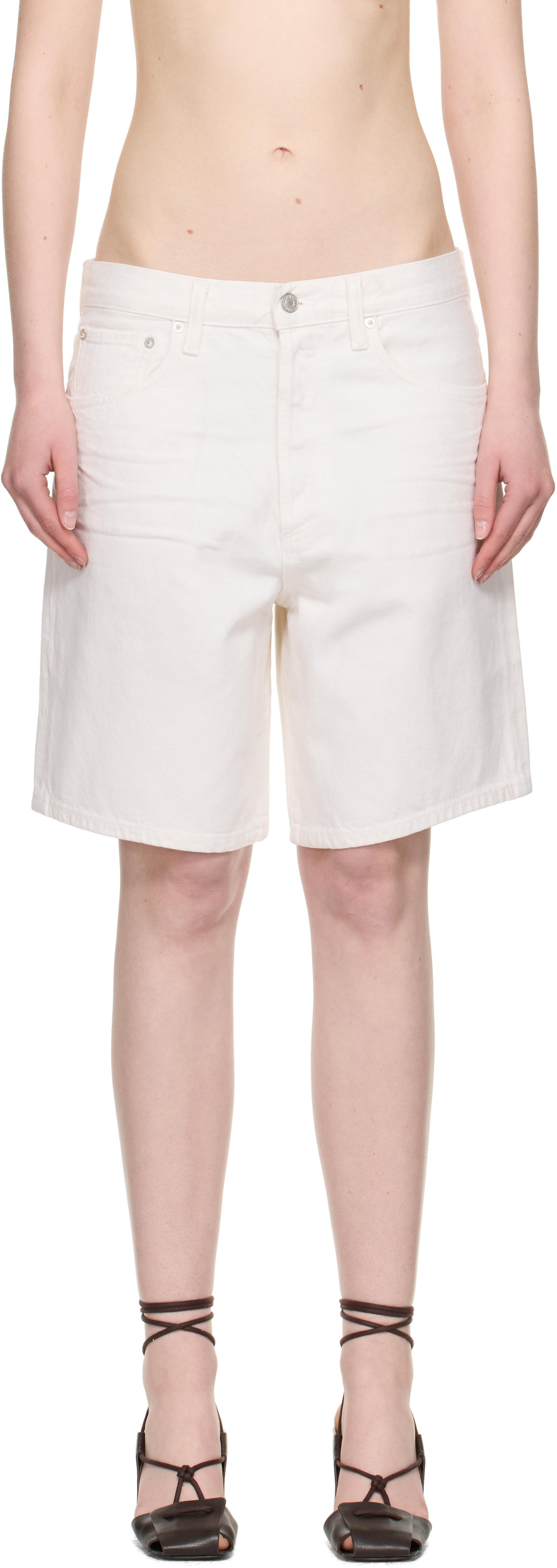 White Indra Denim Shorts