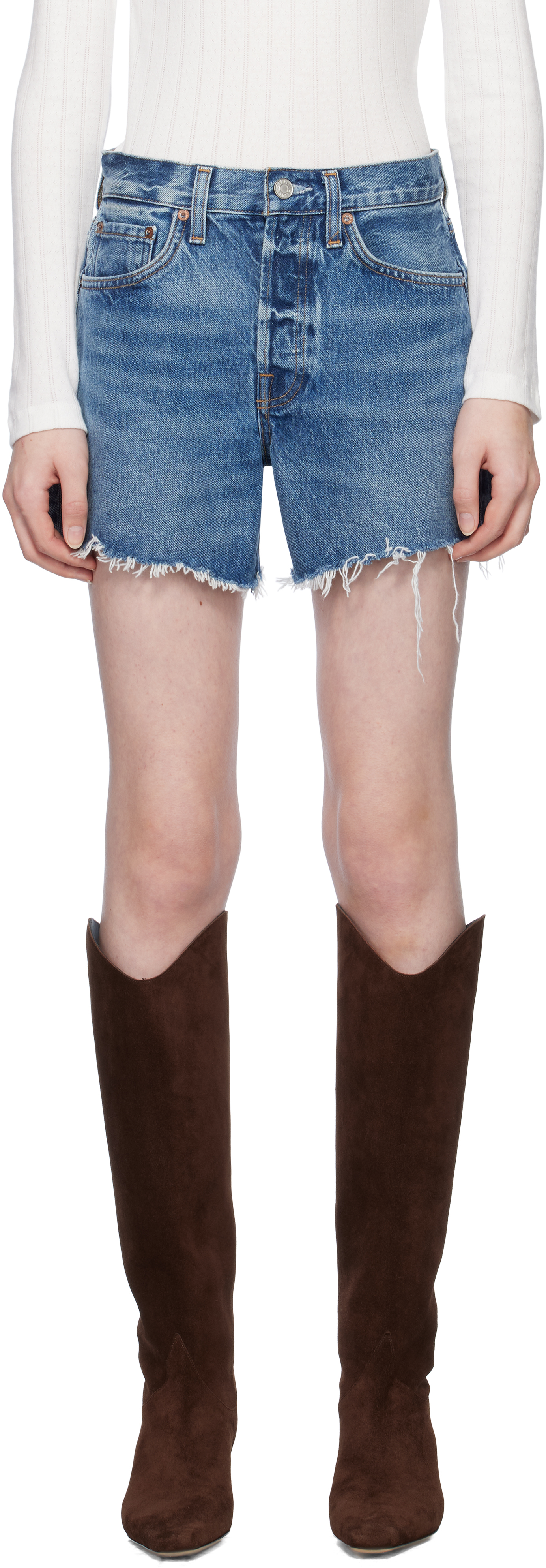 【関税込み】AGOLDE ブルー Parker デニムショートパンツ AGOLDE Parker Denim Shorts | Blue | FARFETCH GE