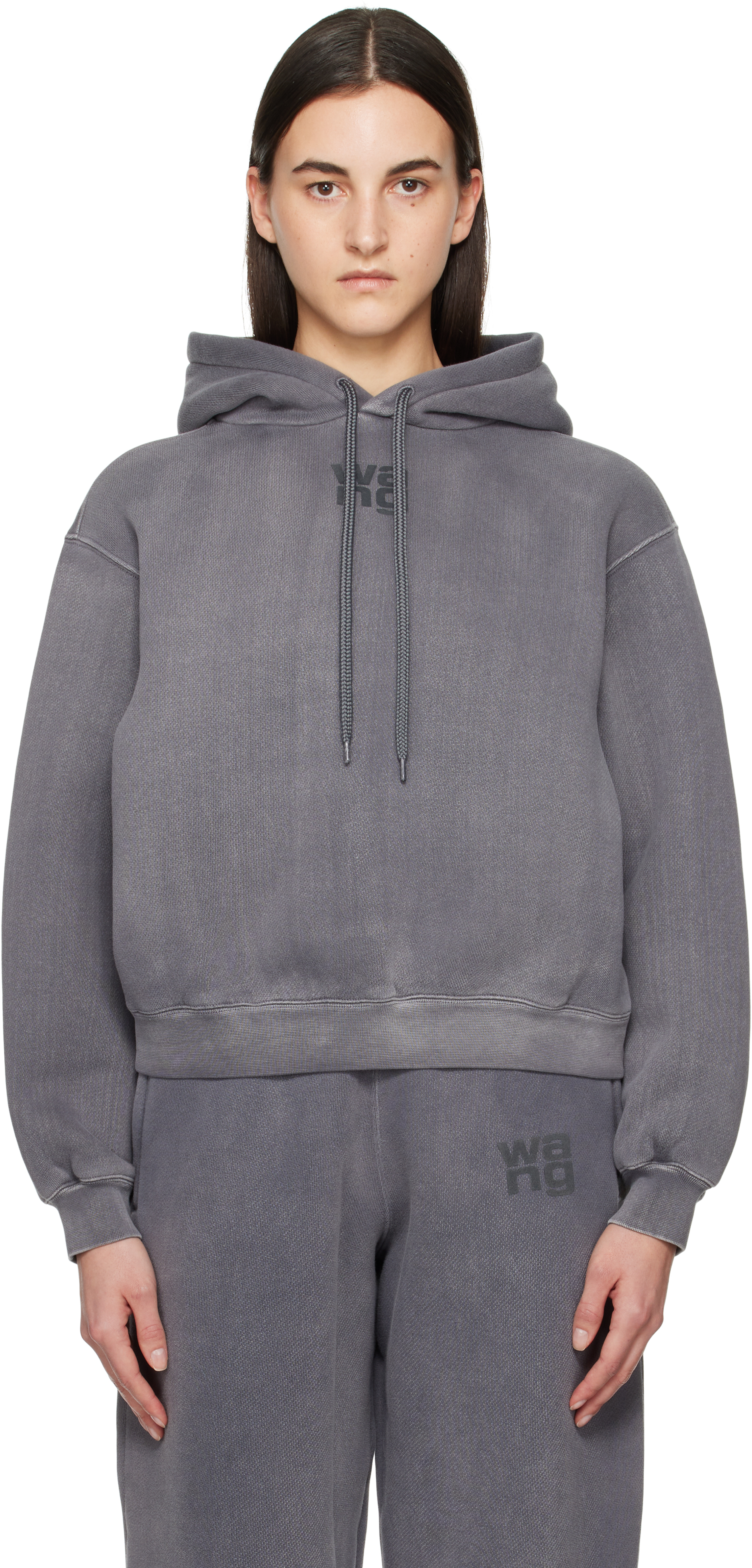 alexanderwang.t: Gray Puff Logo Hoodie | SSENSE
