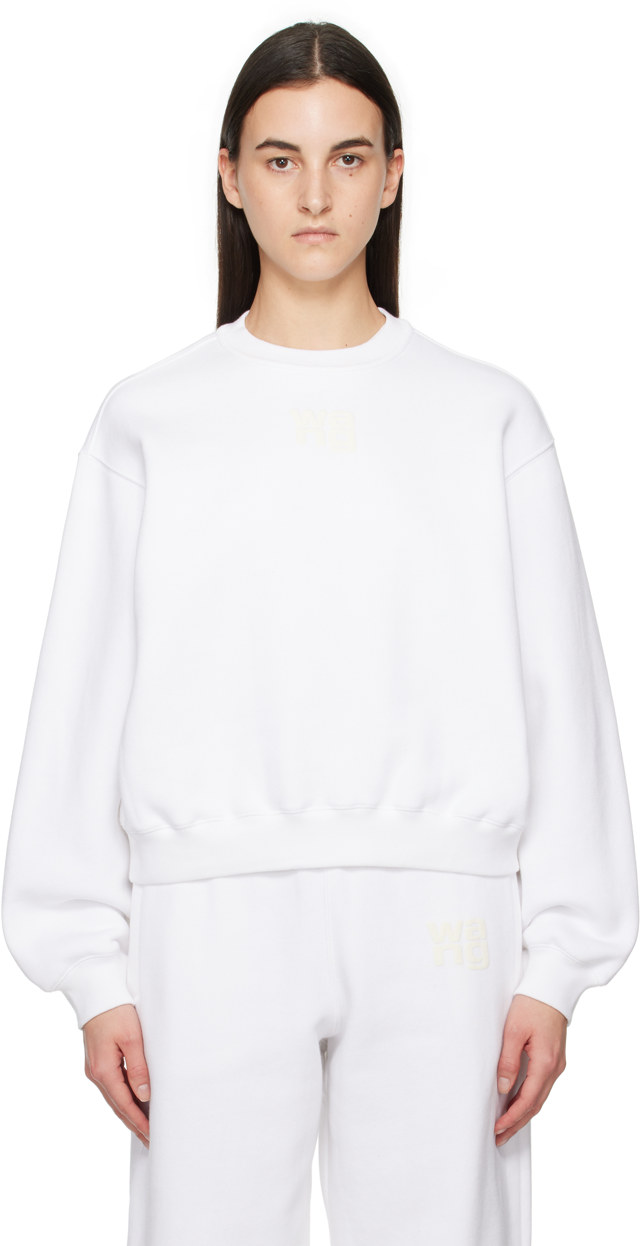 alexanderwang.t: White Puff Logo Sweatshirt | SSENSE UK