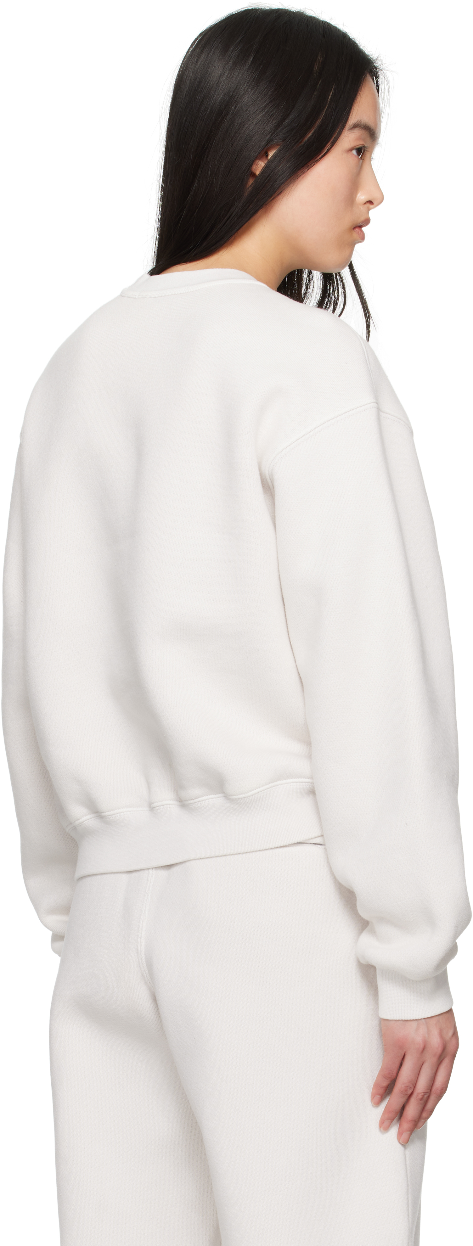 Alexander Wang T T By Alexander Wang Graphic Crew Neck Fleece In Dirty White
