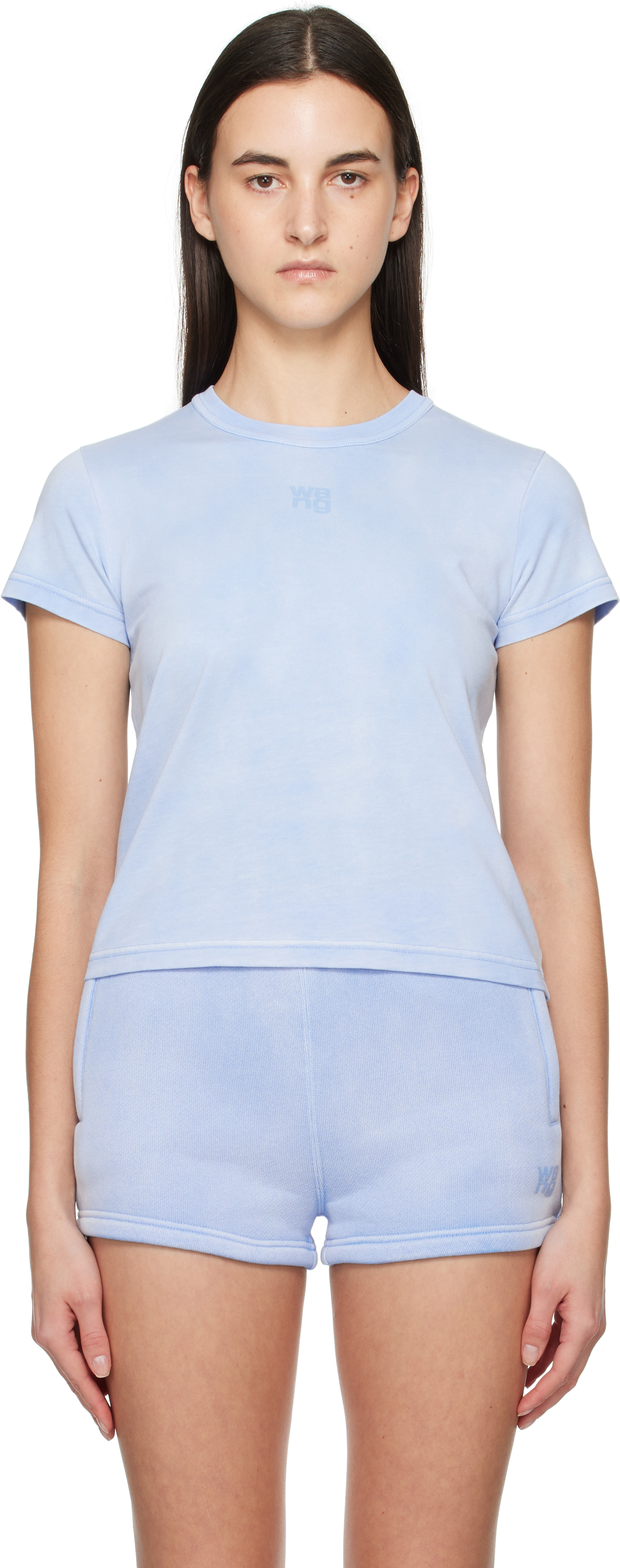 Blue Puff Logo Shrunken T-shirt by alexanderwang.t on Sale