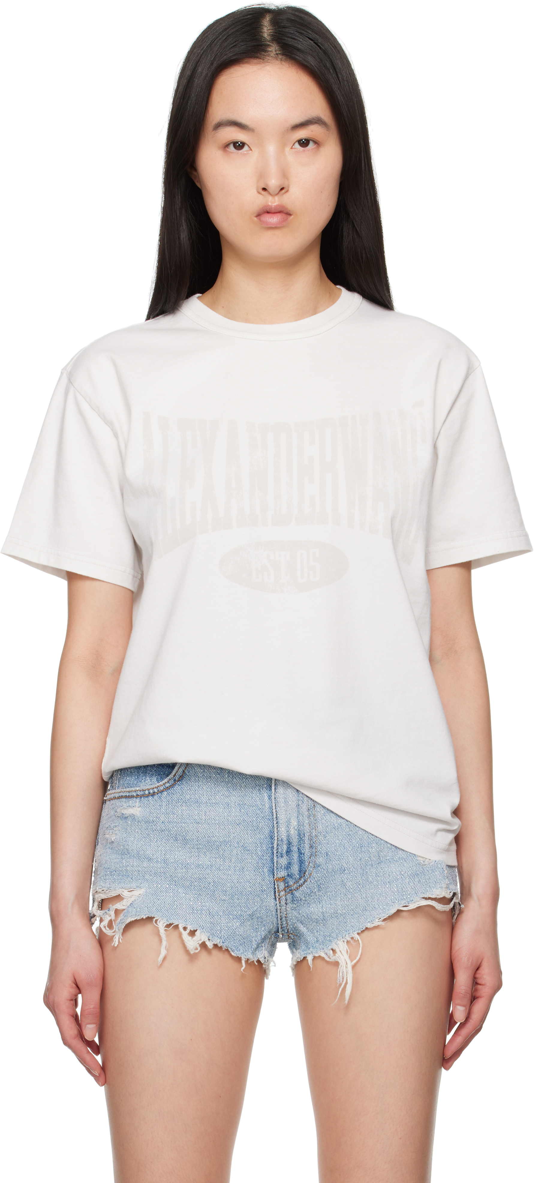 alexanderwang.tのオフホワイト ディストレスロゴ Tシャツがセール中