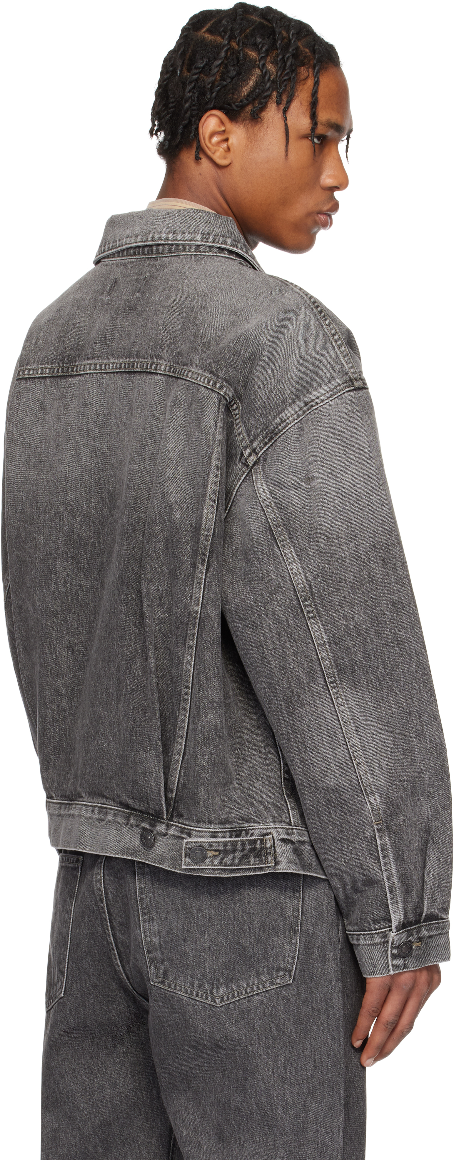 Agolde Man Denim Outerwear Black Size L Recycled Cotton In Fresh (washed Grey)