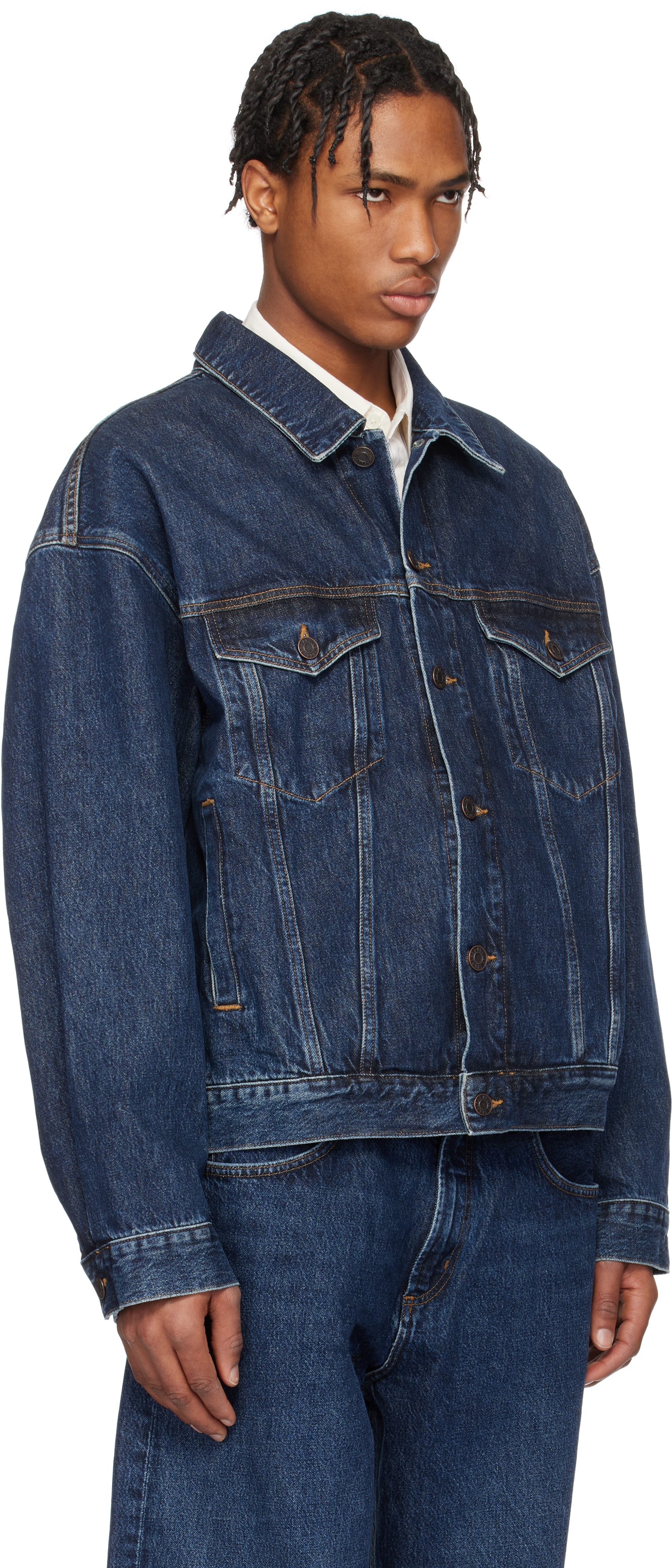 Agolde Blue Jacket With Vintage Effect In Pendulum