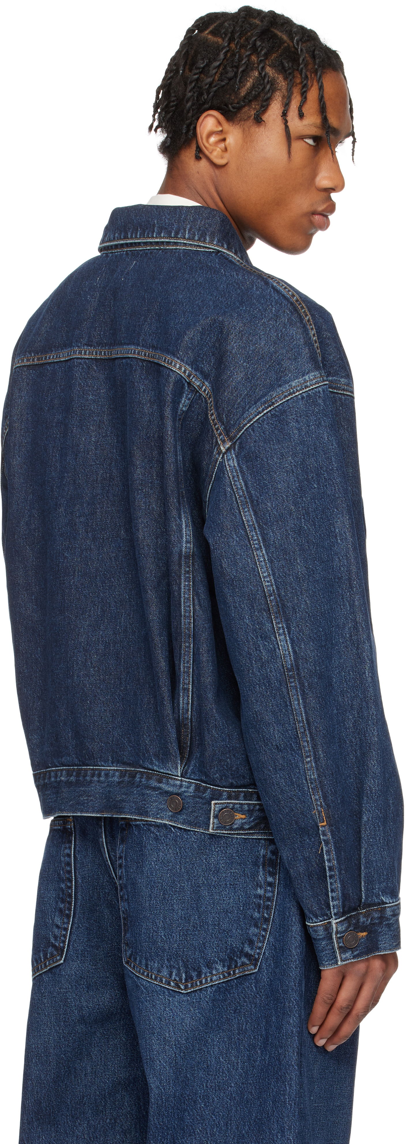 Agolde Blue Jacket With Vintage Effect In Pendulum