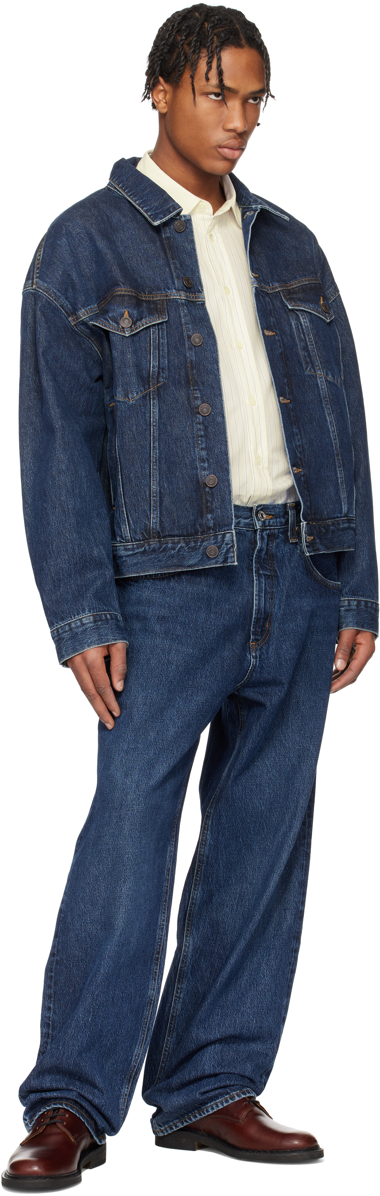 Agolde Blue Jacket With Vintage Effect In Pendulum