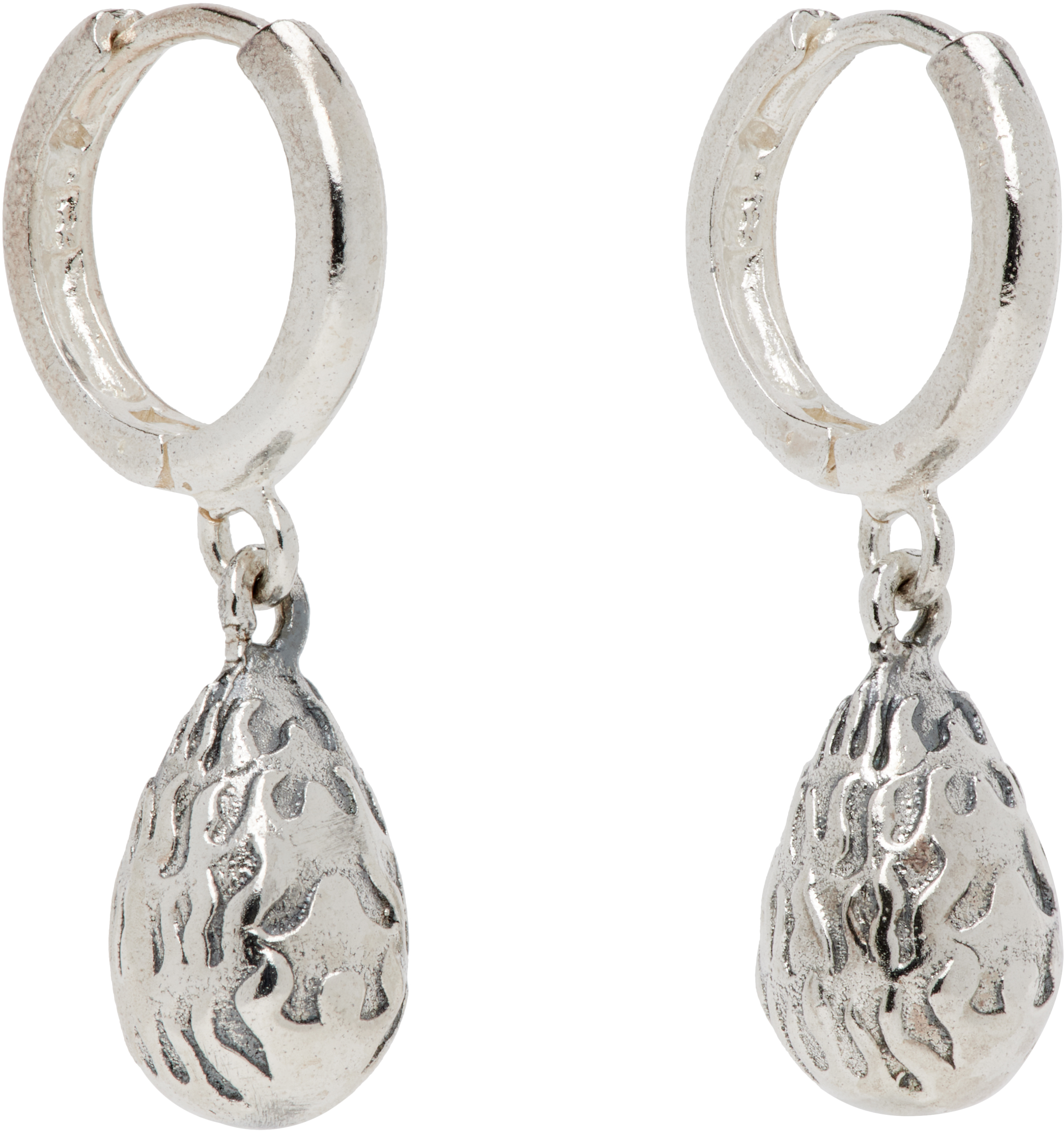 Kusikohc Silver Fire Tears Earrings In Silver