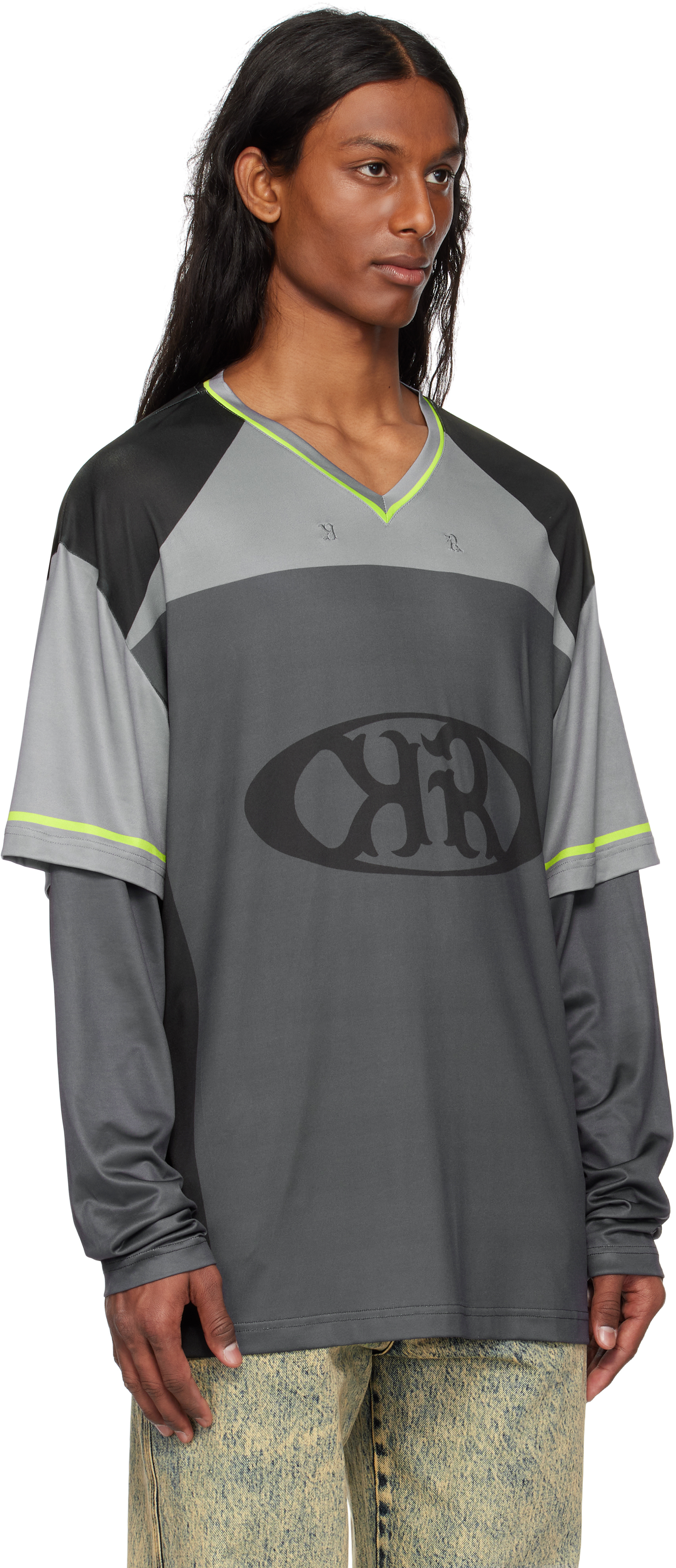 Kusikohc Gray Baseball Long Sleeve T-shirt In Black
