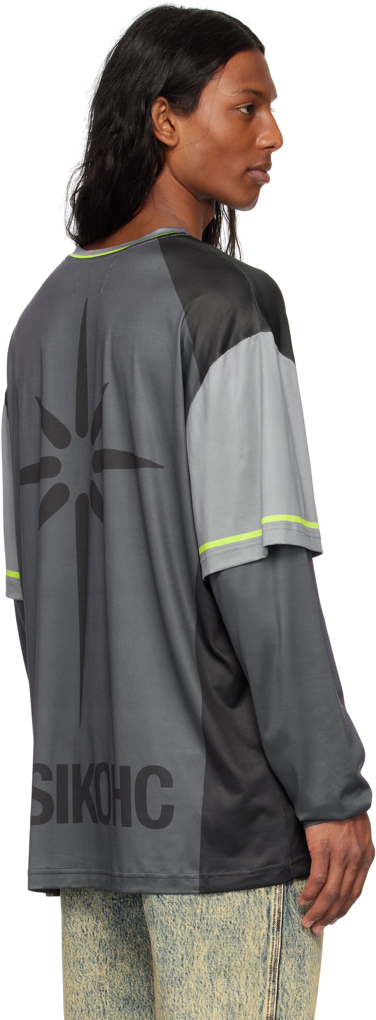 Kusikohc Gray Baseball Long Sleeve T-shirt In Black