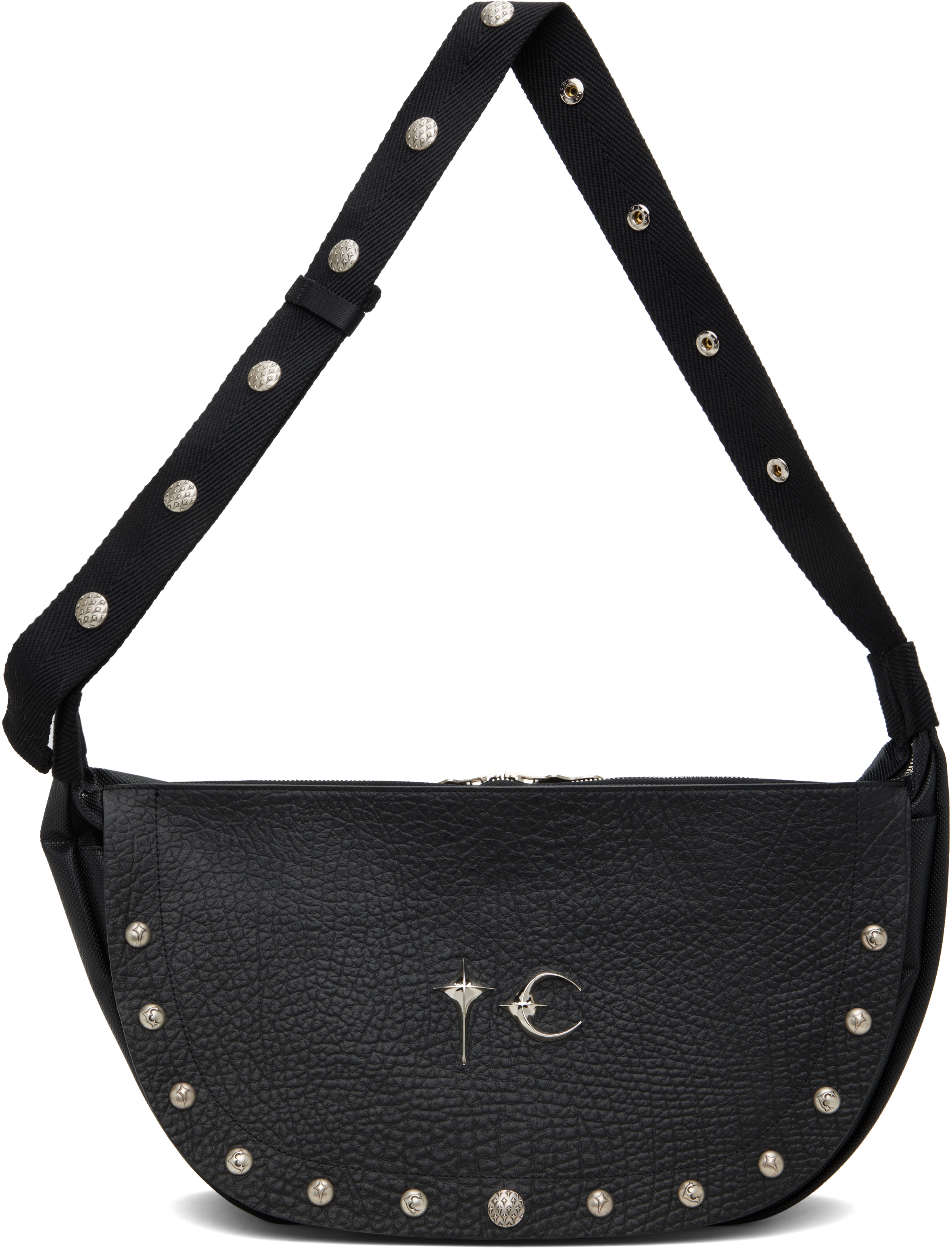 Black Full Leather Dragon Messenger Bag