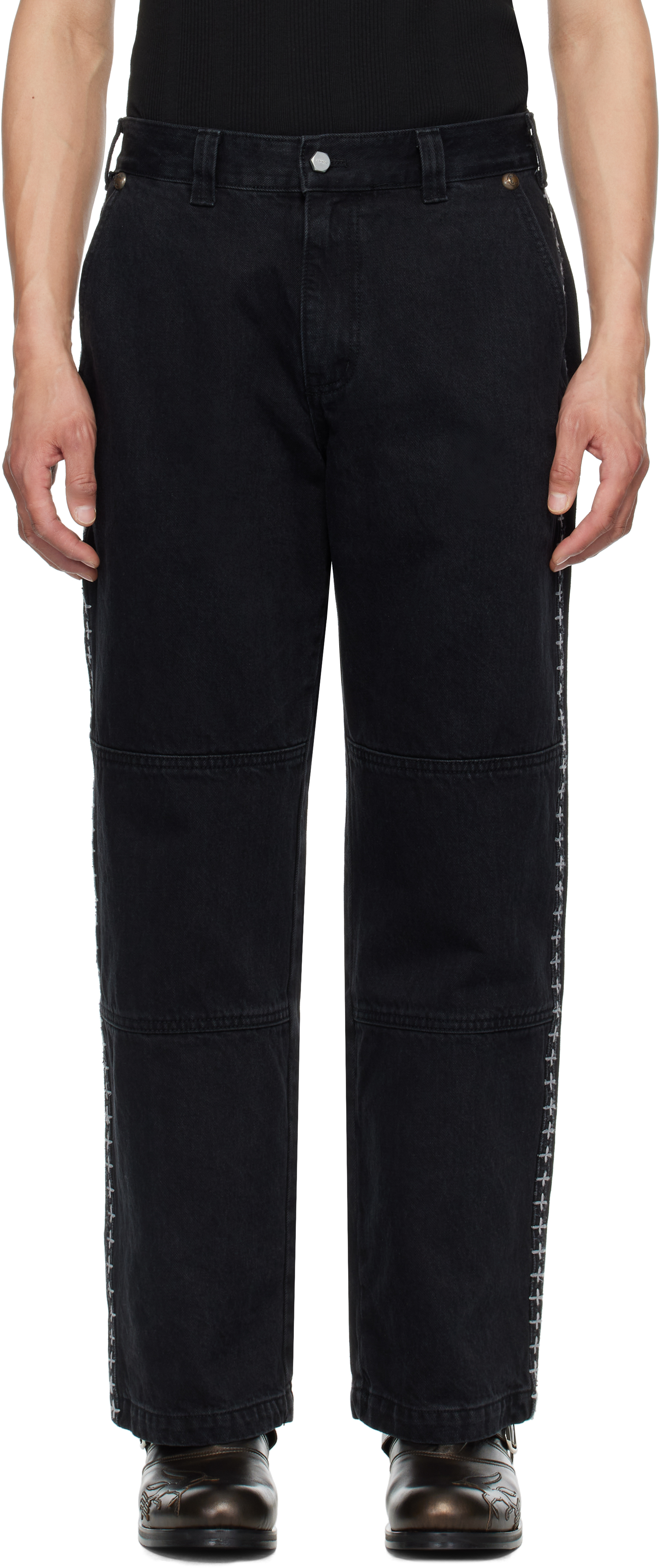 Thug Clubのブラック Dickiesエディション X Stitch トラウザー