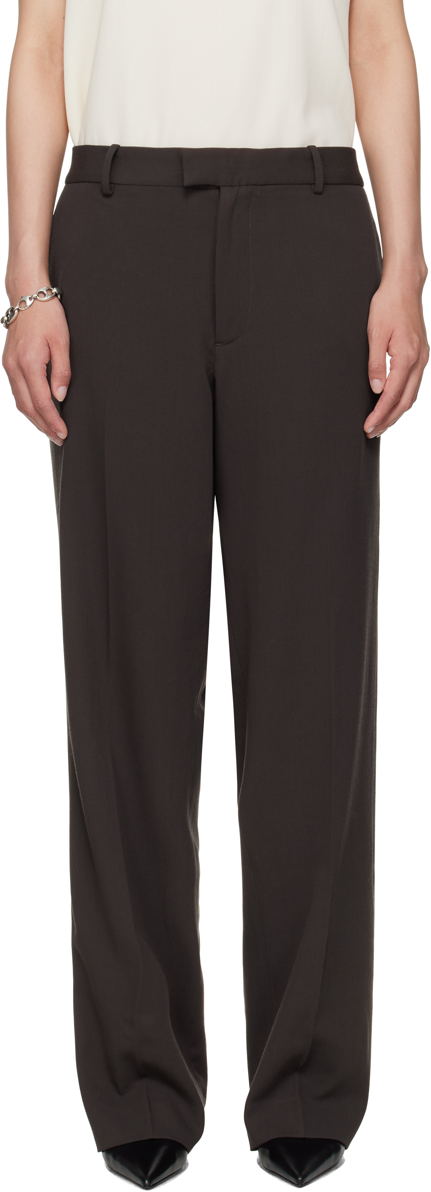 Meta Campania Collective Brown Gilles Straight Twill Trousers