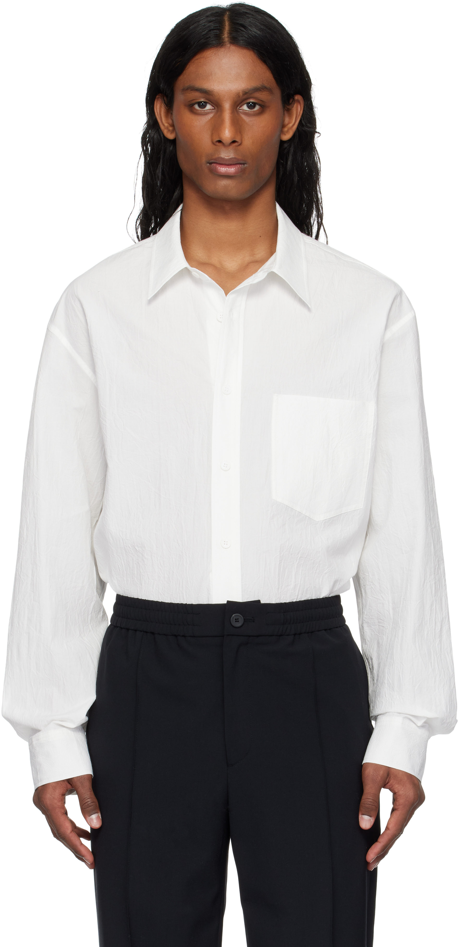 White 'Solid' Back Logo Applique Shirt