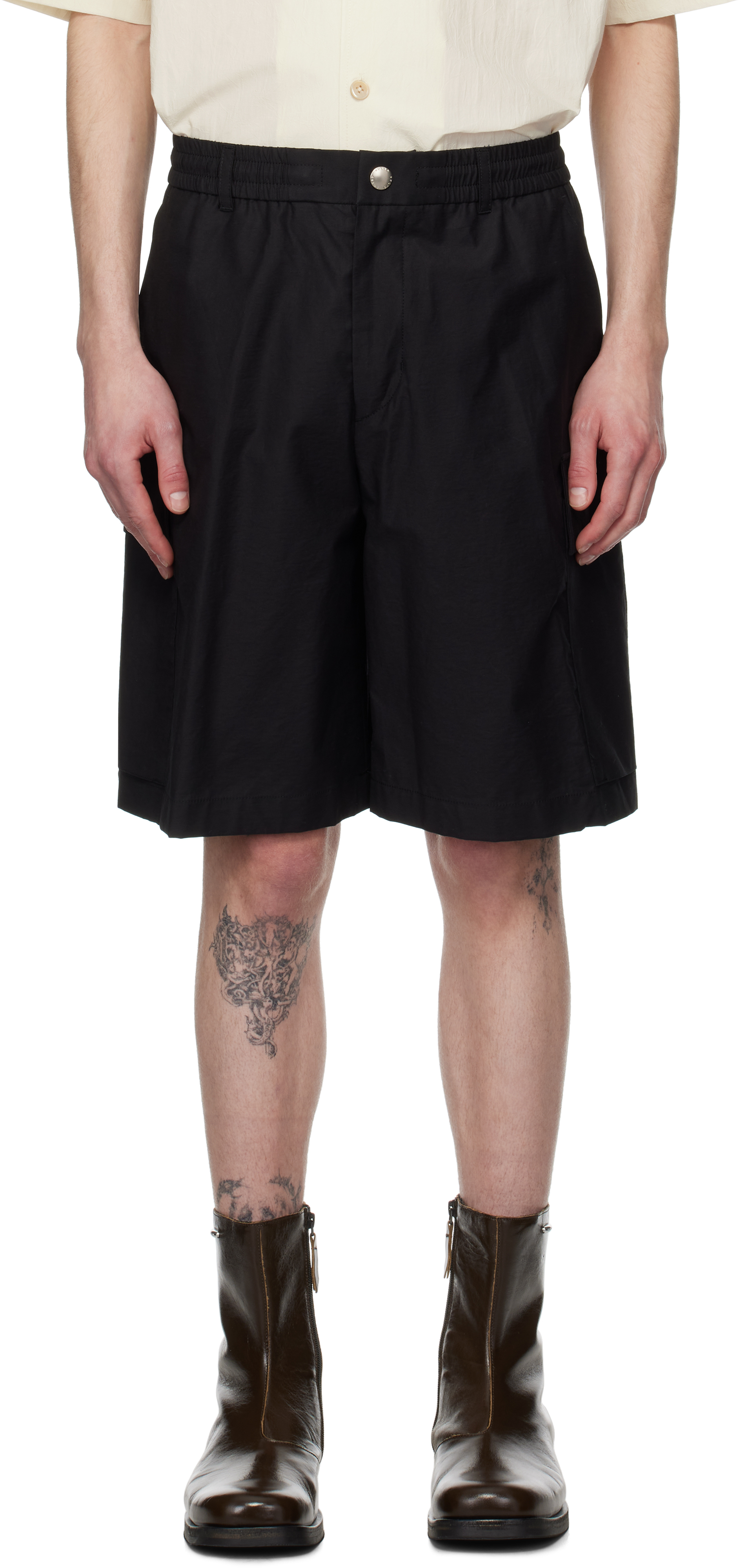 Black Drawstring Cargo Shorts