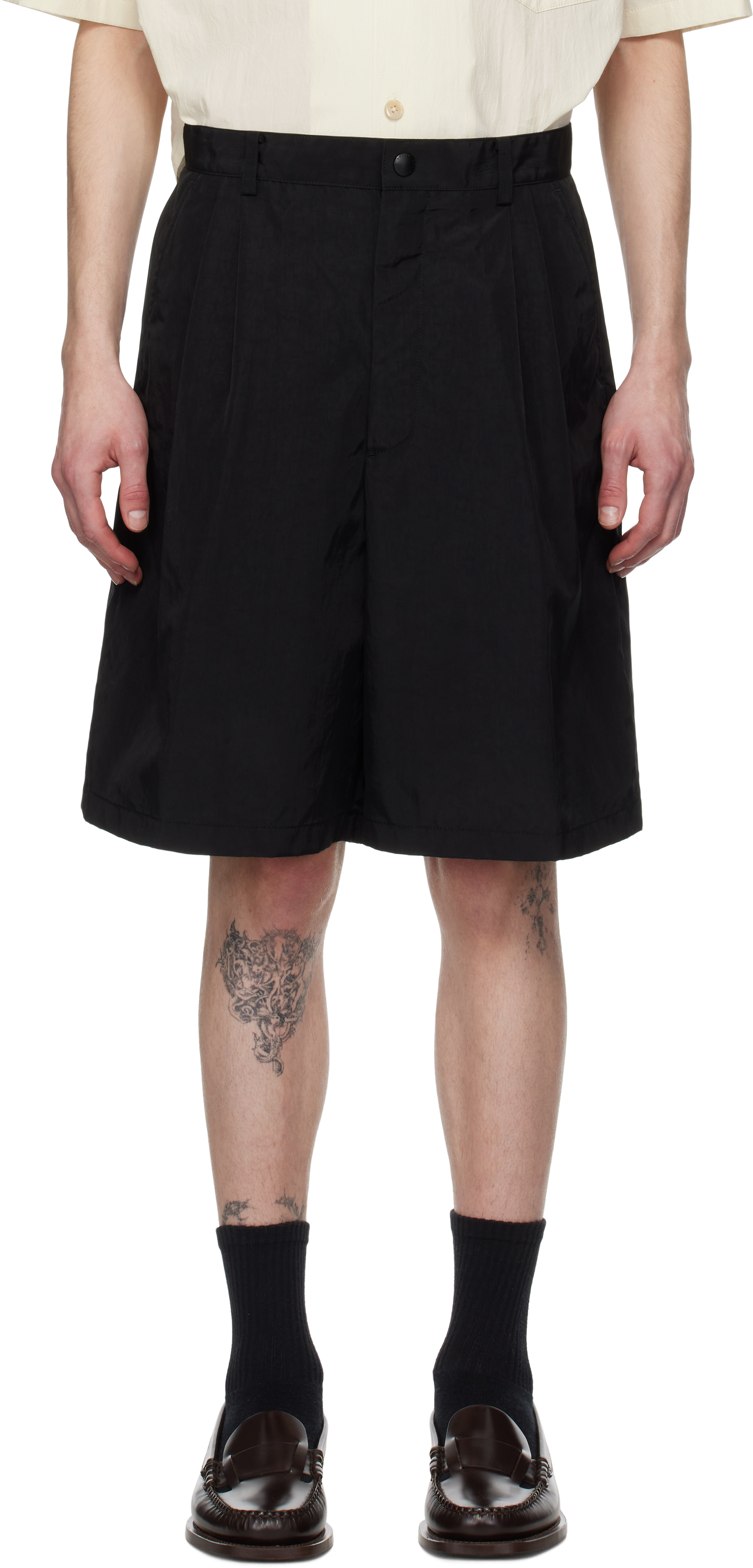 Black Pleated Shorts