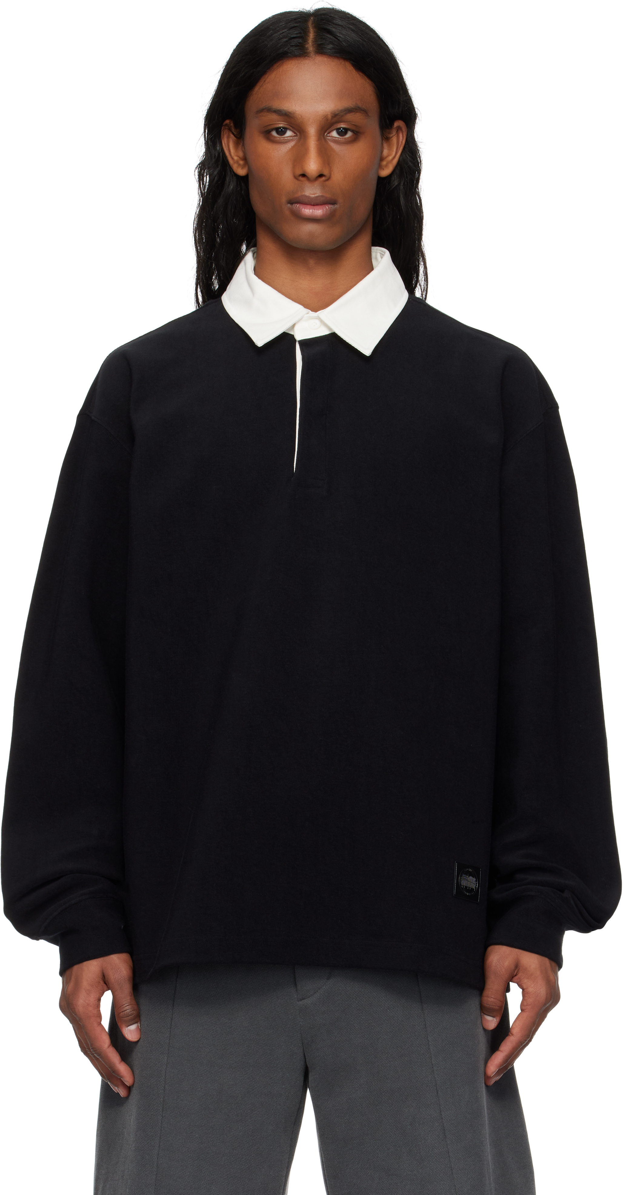 Black Solid Rugby Polo