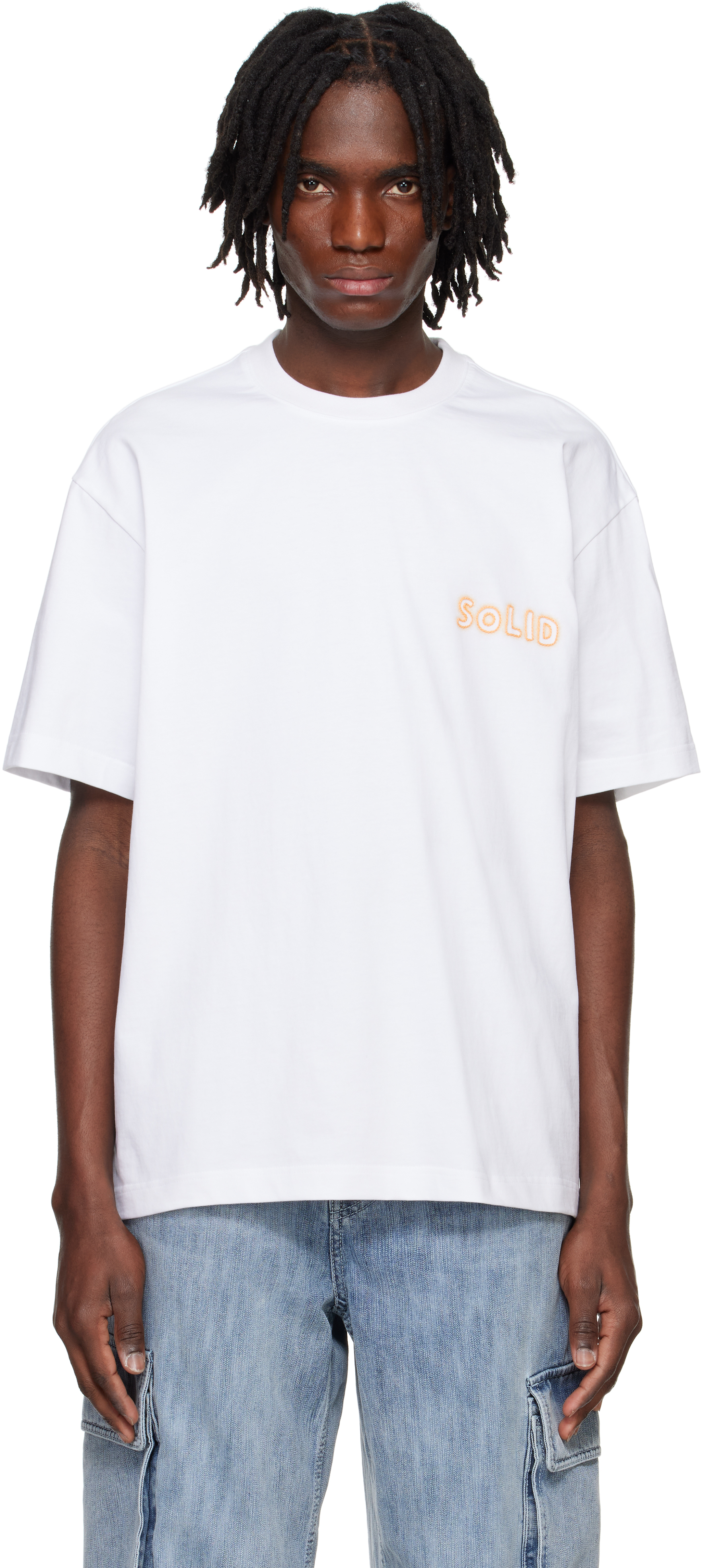 【関税込み】Solid Homme Tシャツ Solid Hommeのホワイト 刺繍 グラフィックTシャツがセール中