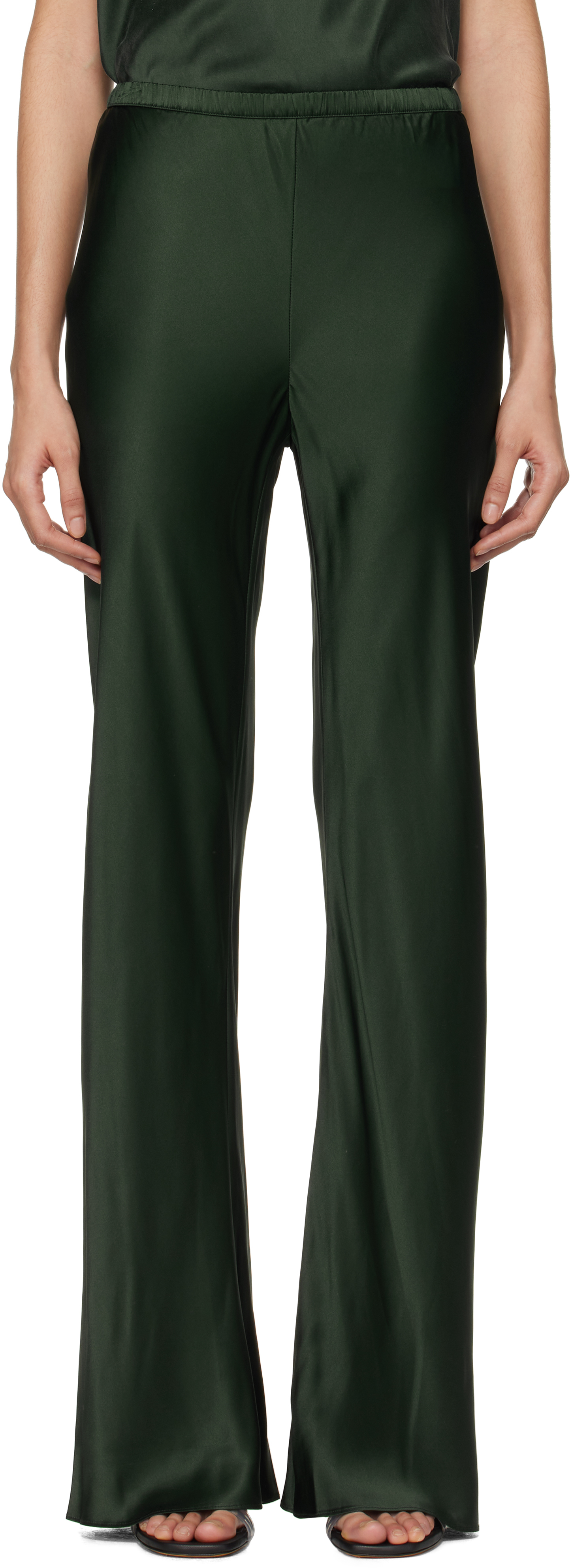 Green Bias Cut Lounge Pants