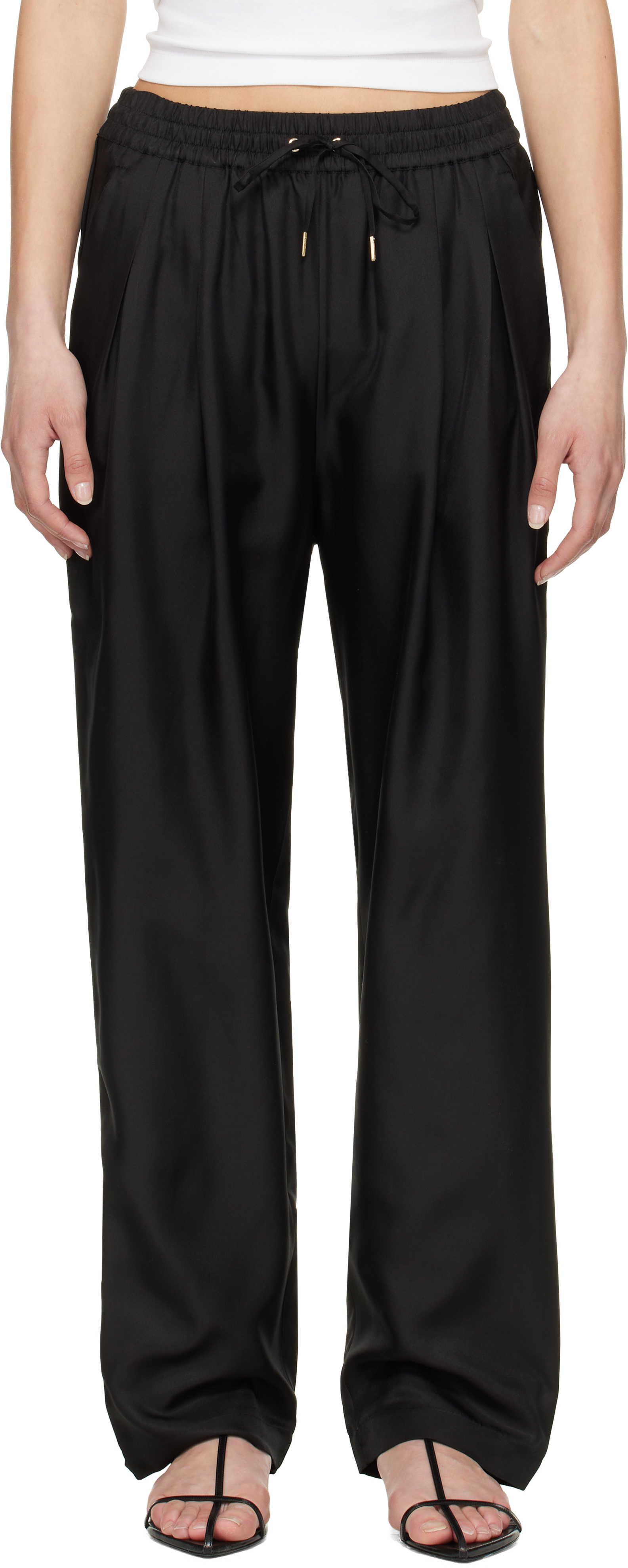 Black Twill Slouch Lounge Pants