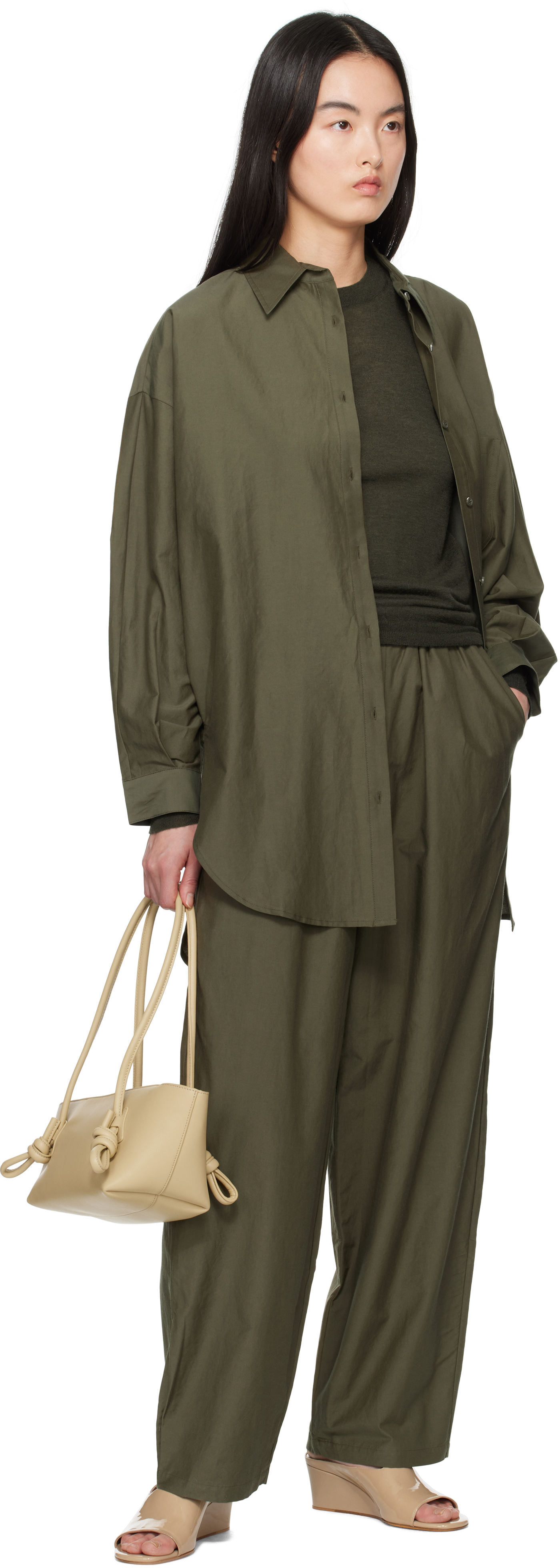 Silk Laundry Green Cotton Silk Paper Bag Lounge Pants In Pine