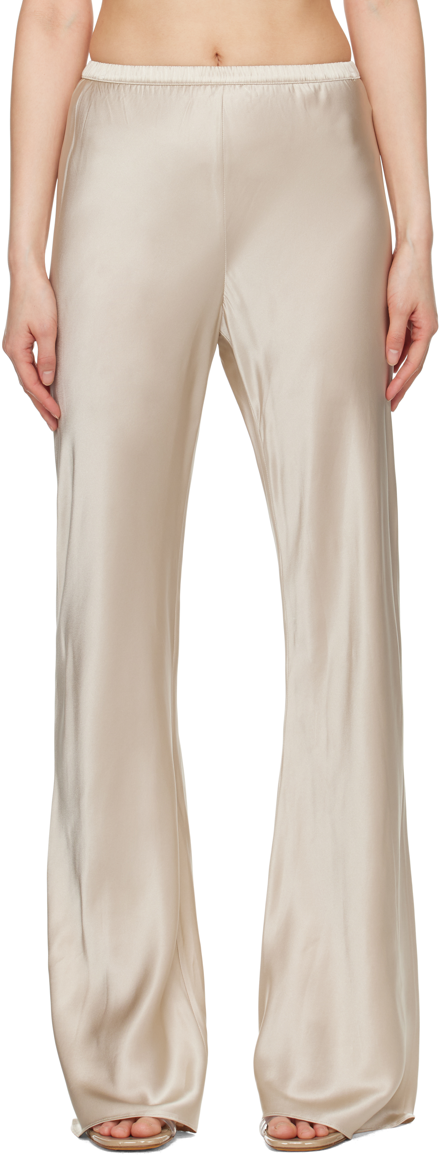 Beige Bias Cut Lounge Pants