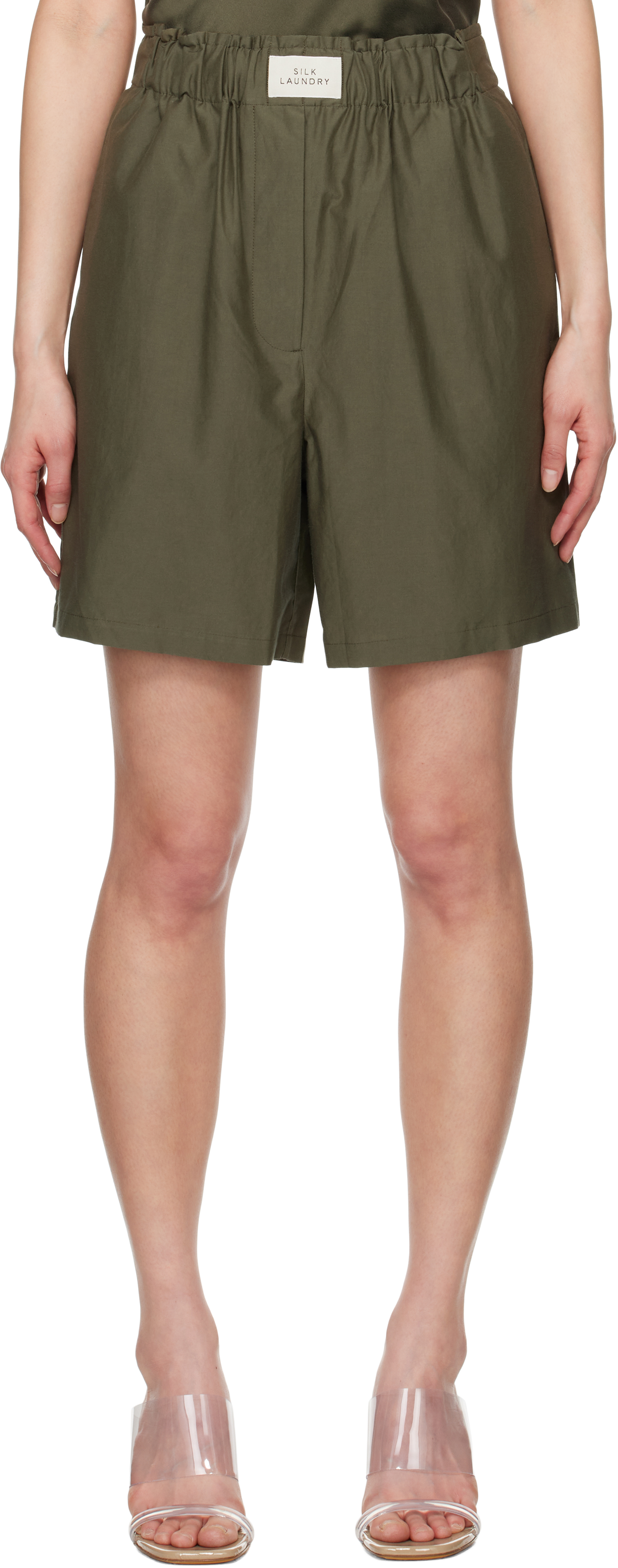 Green Cotton Silk Boxer Shorts