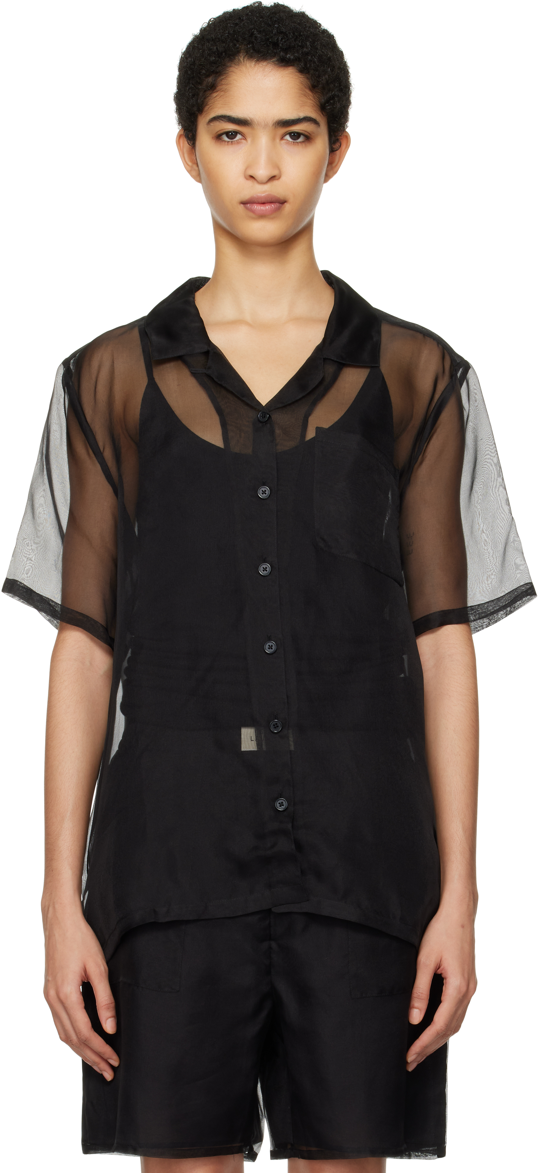 Black Organza Camp Shirt