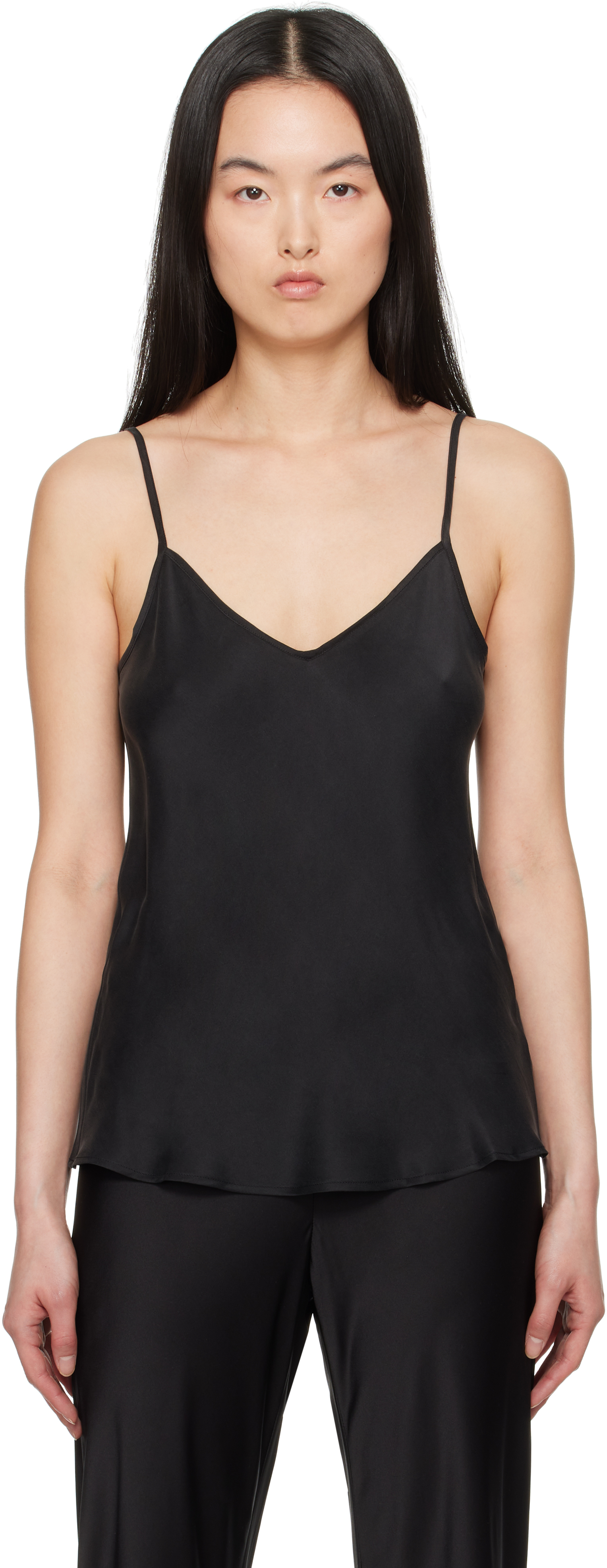 Silk Laundry Black Bias Cut Camisole In Black