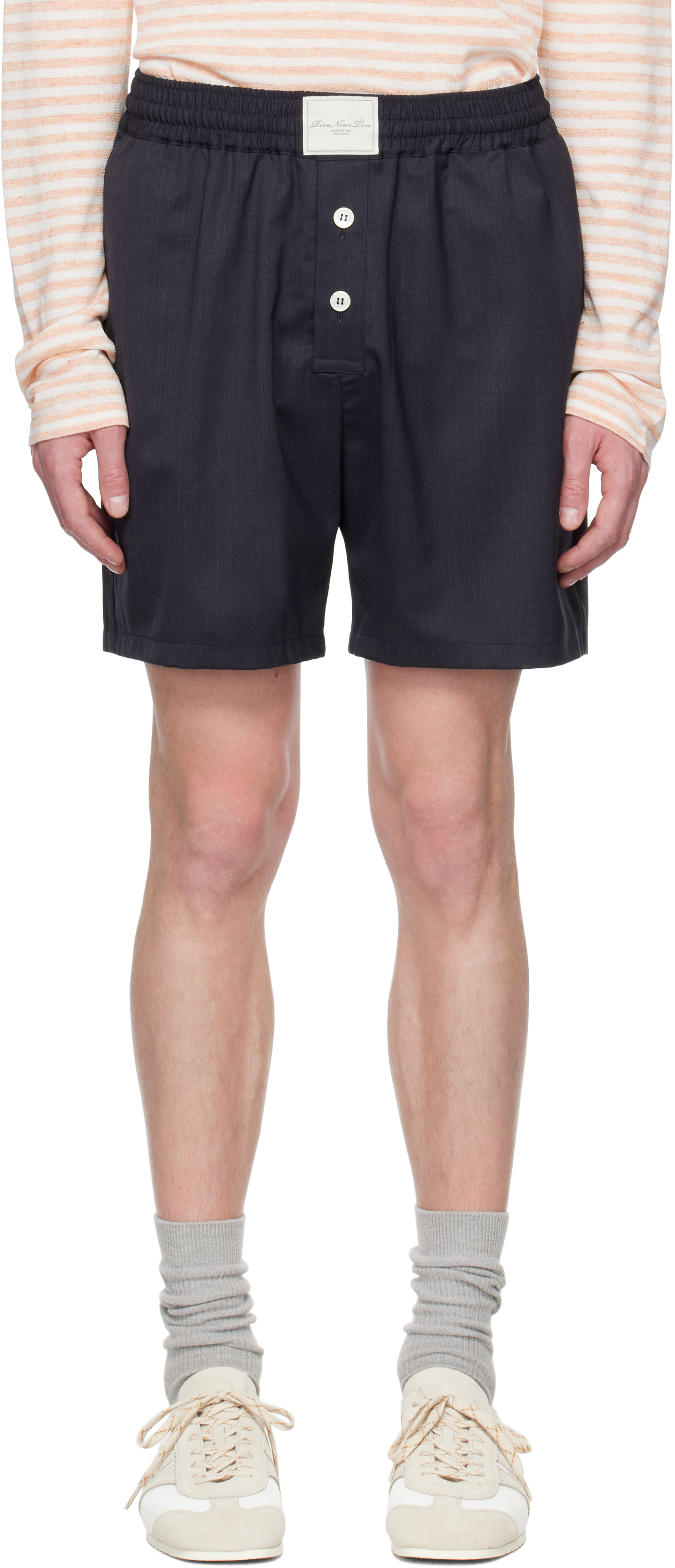 Gray Twill Pajama Shorts