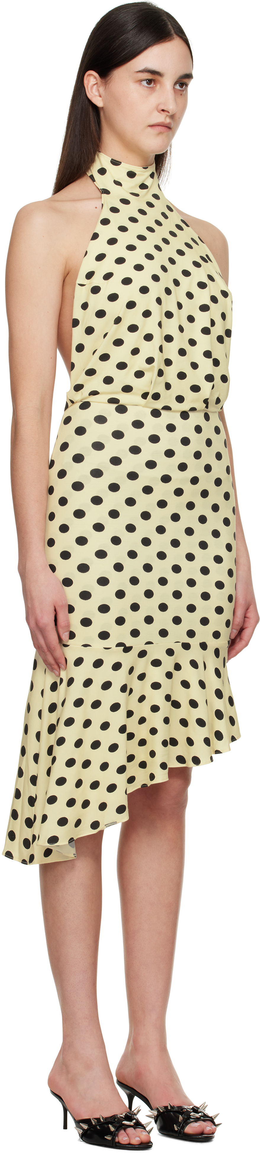MIAOU YELLOW & BLACK KARINA MIDI DRESS