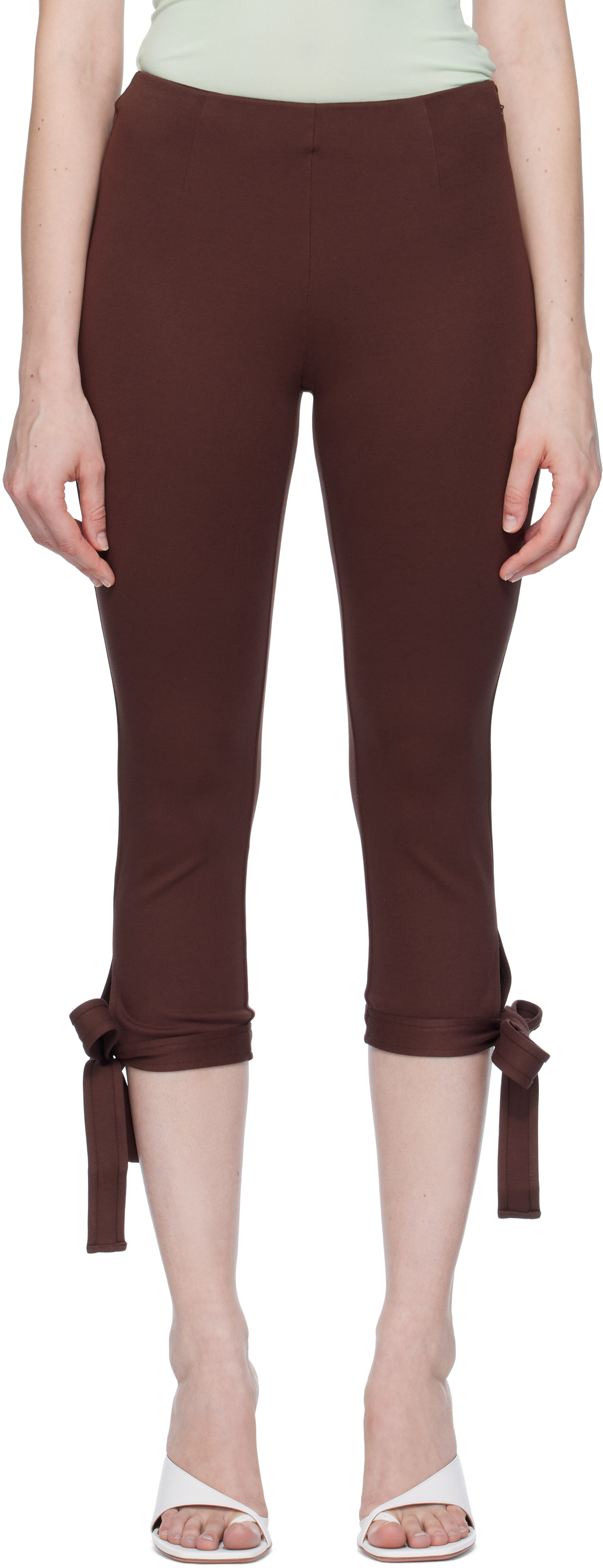 【関税込み】Miaou ブラウン Emma Capri ショート レギンス Miaou: Brown Emma Capri Short Leggings | SSENSE