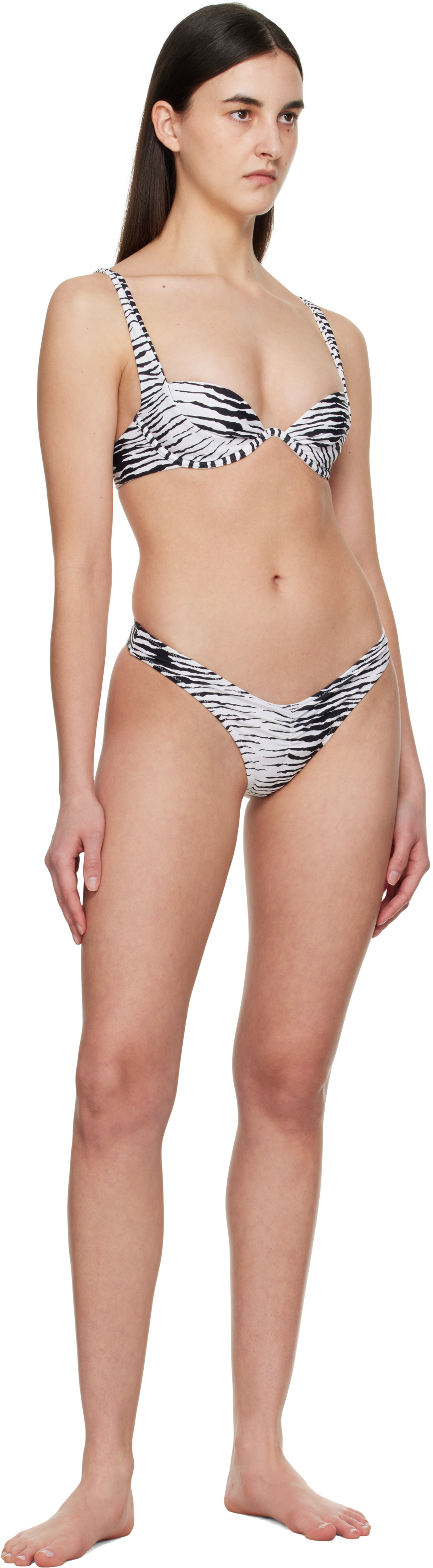 Miaou White & Black Bambi Bikini Bottom In Zebra