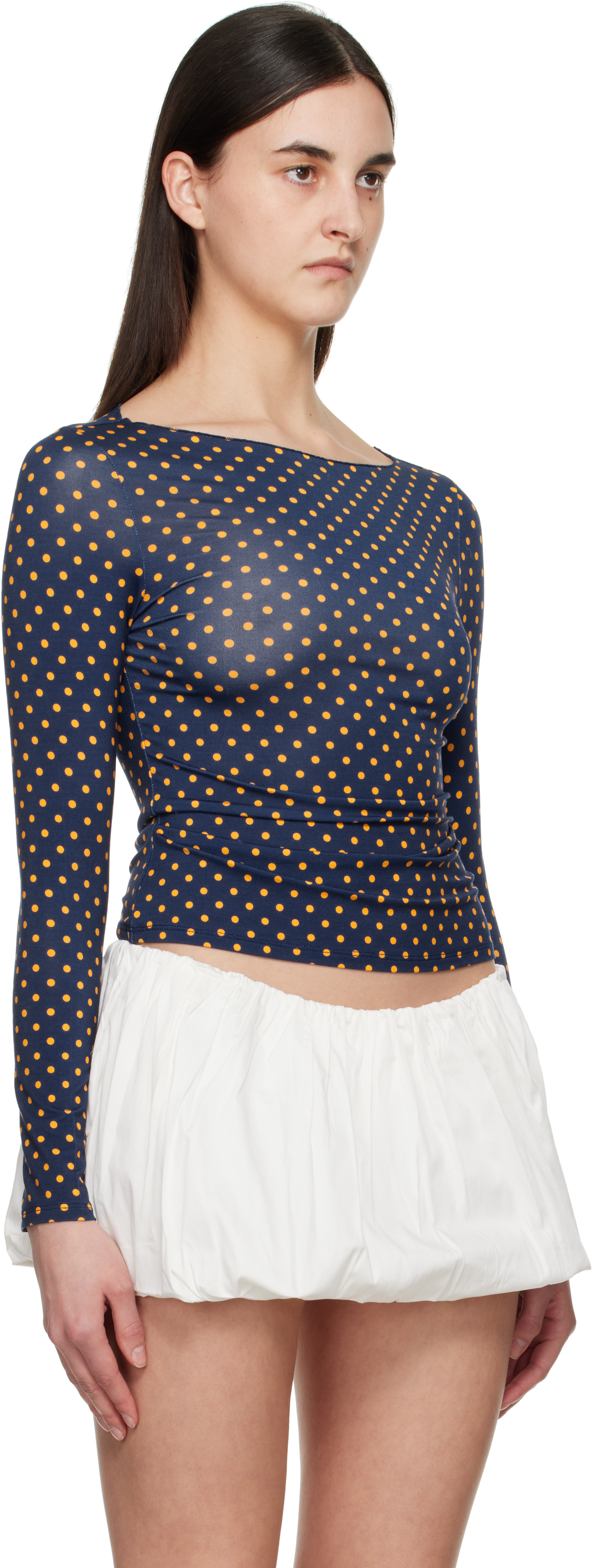 Shop Miaou Navy Amelia T-shirt In Polka Dot