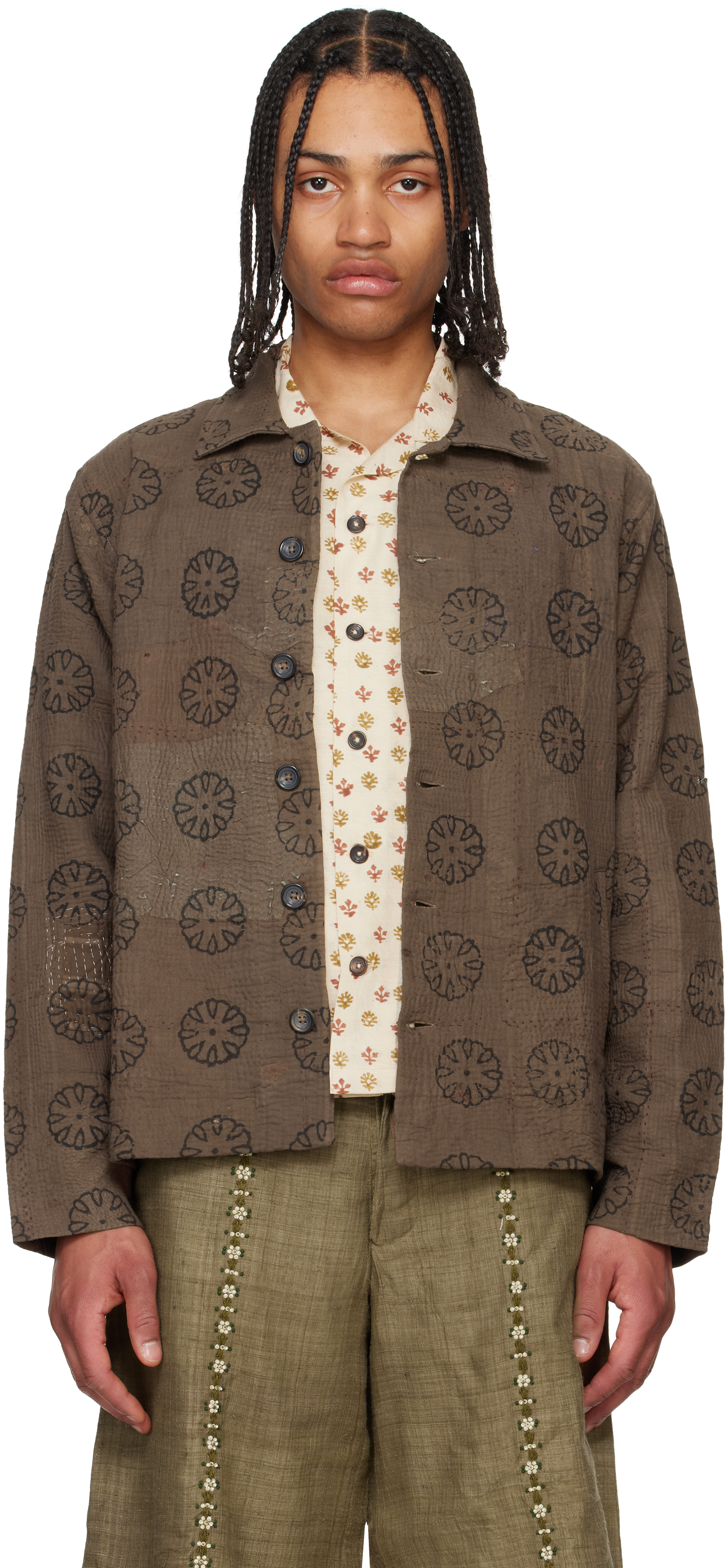 Brown Blockprint Kantha Jacket