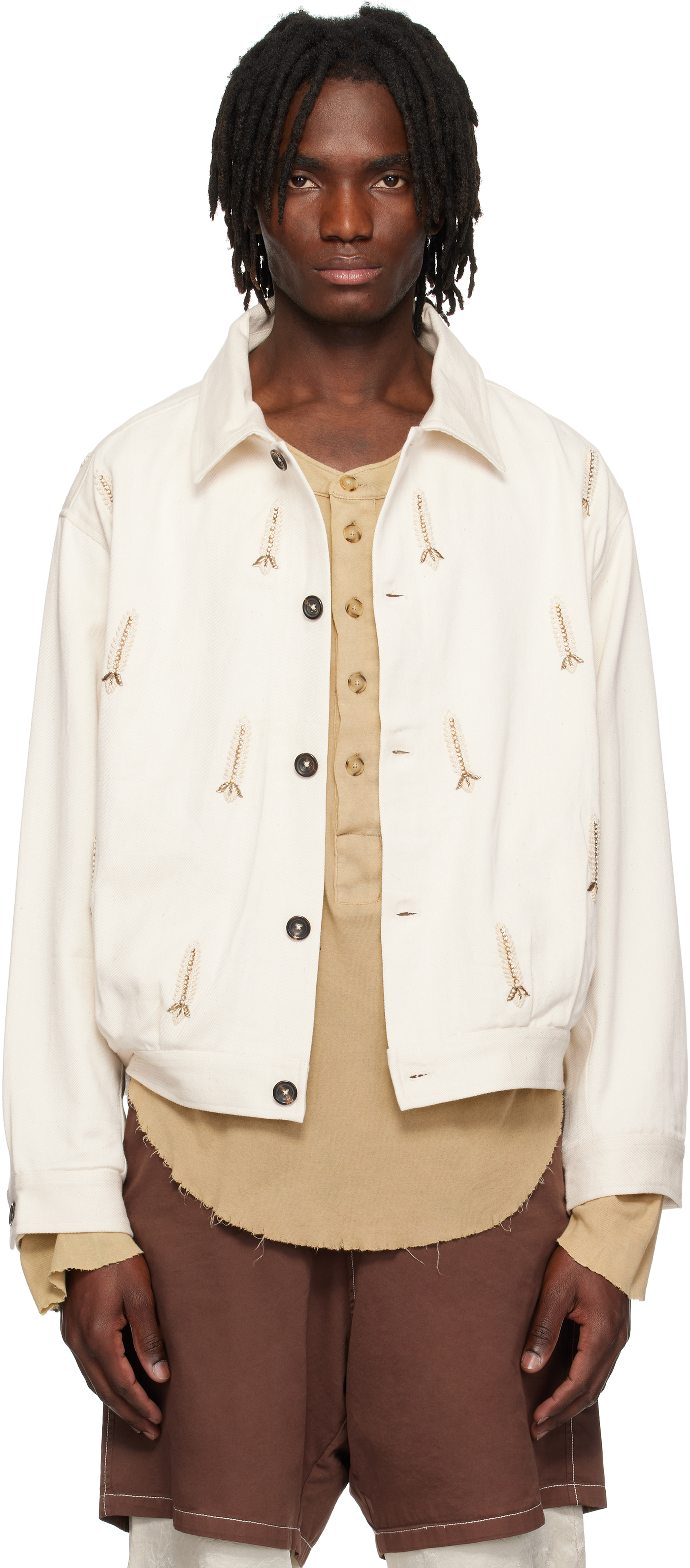 KARTIK RESEARCH OFF-WHITE PLEATED JACKET