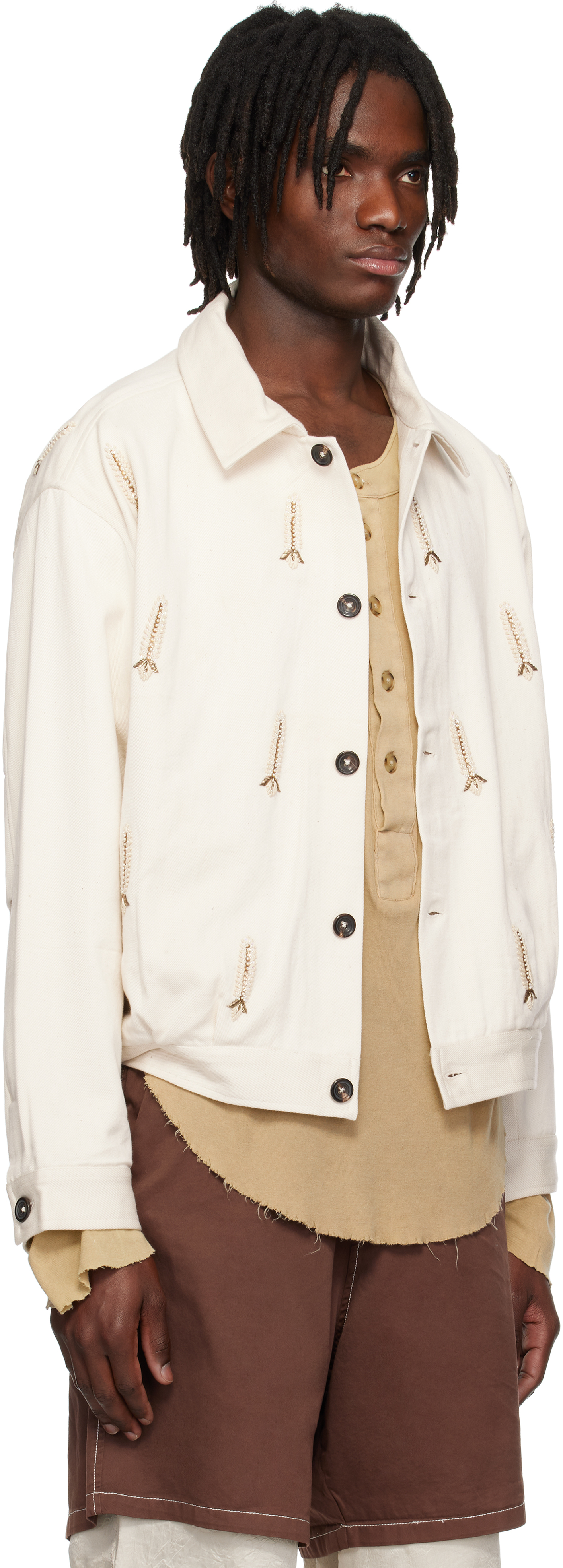 KARTIK RESEARCH OFF-WHITE PLEATED JACKET