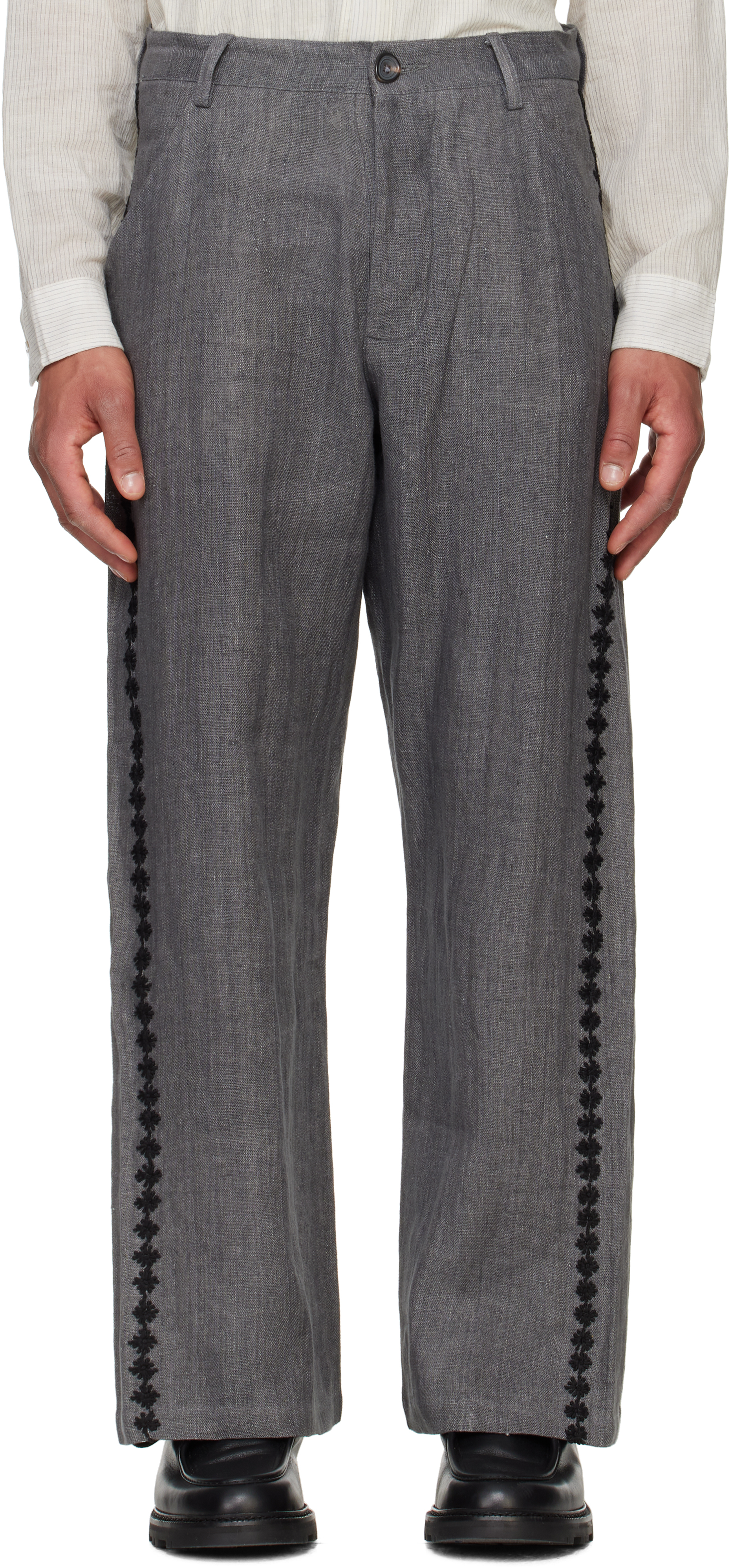 KARTIK RESEARCH GRAY WIDE LEG TROUSERS