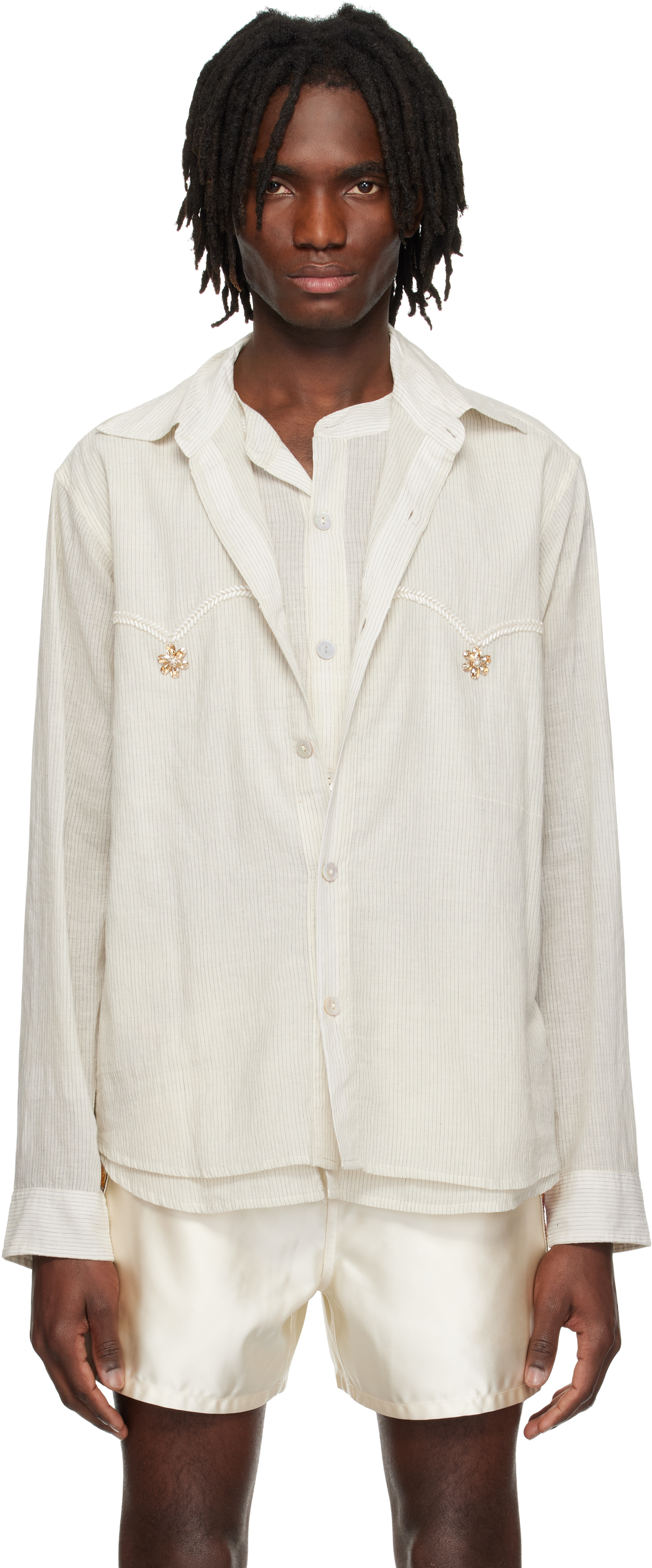KARTIK RESEARCH OFF-WHITE DOUBLE LAYER SHIRT