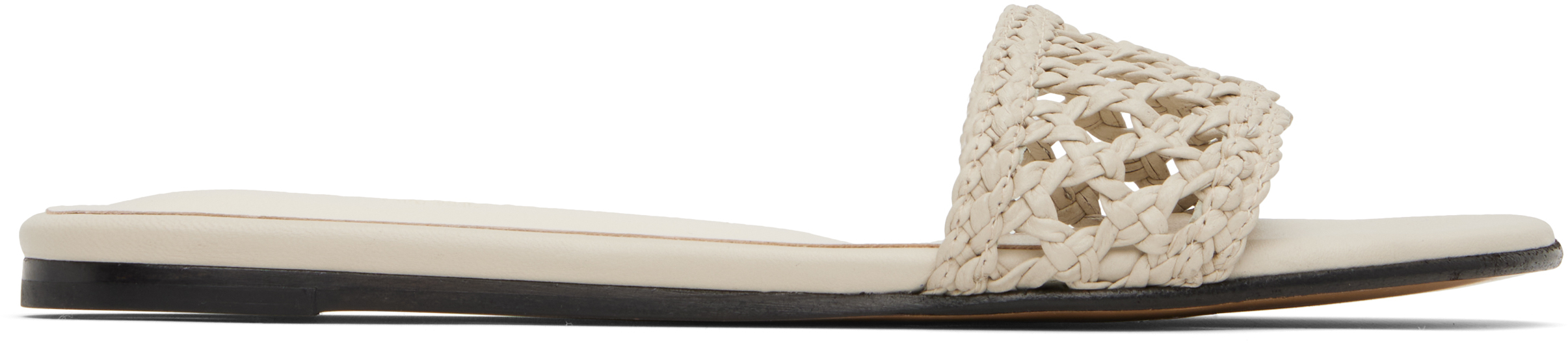 Beige Woven Pool Slides