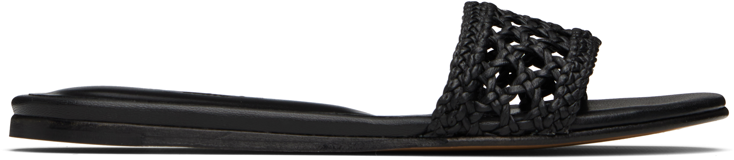 LE MONDE BERYL BLACK WOVEN POOL SLIDES