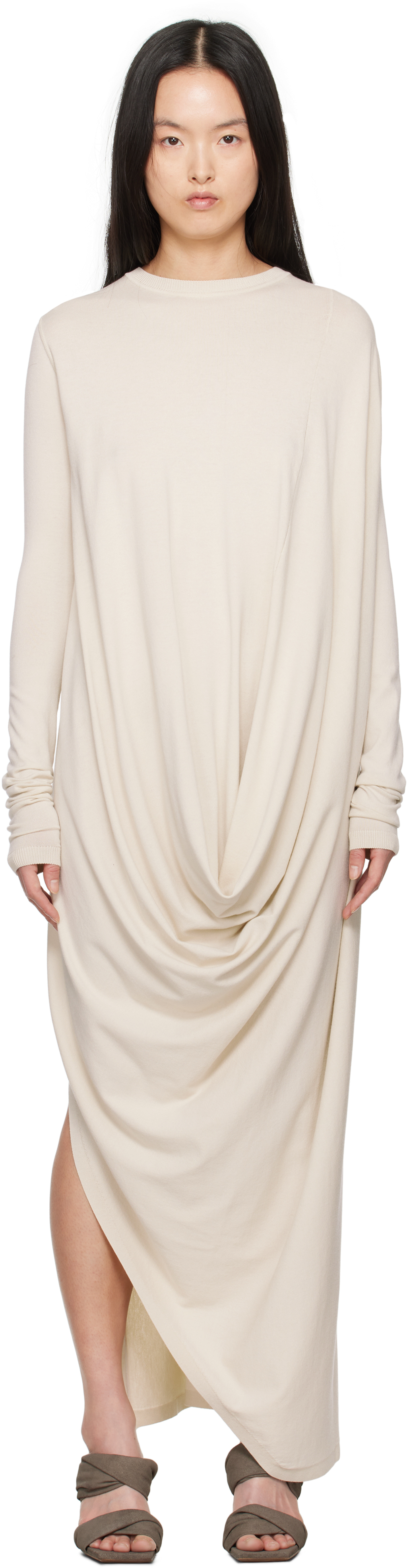 Off-White Hollywood Twisted Midi Dress by Rick Owens on Sale