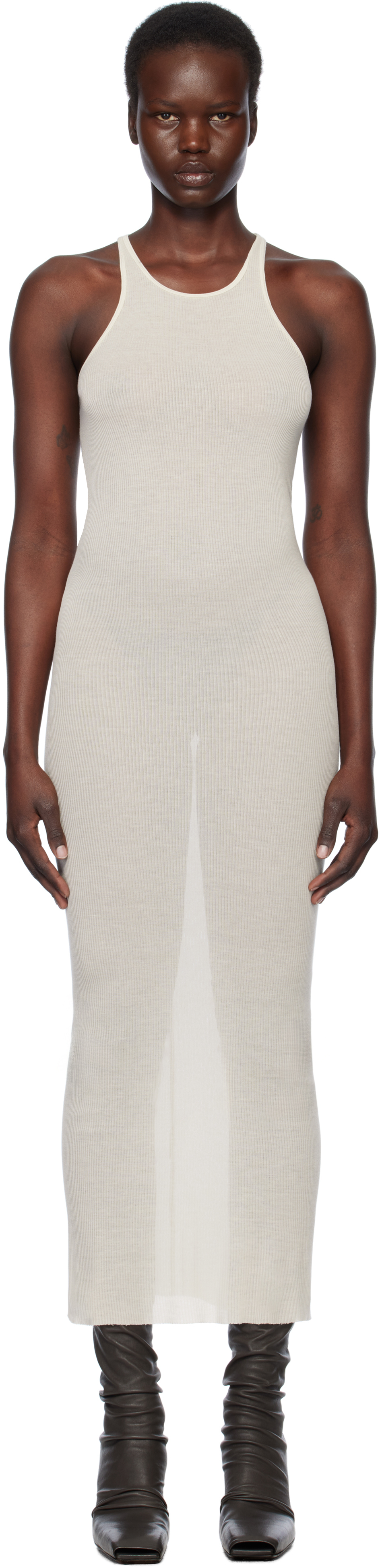 Rick Owens Off-white Hollywood Tank Maxi Dress In 41 Dinge