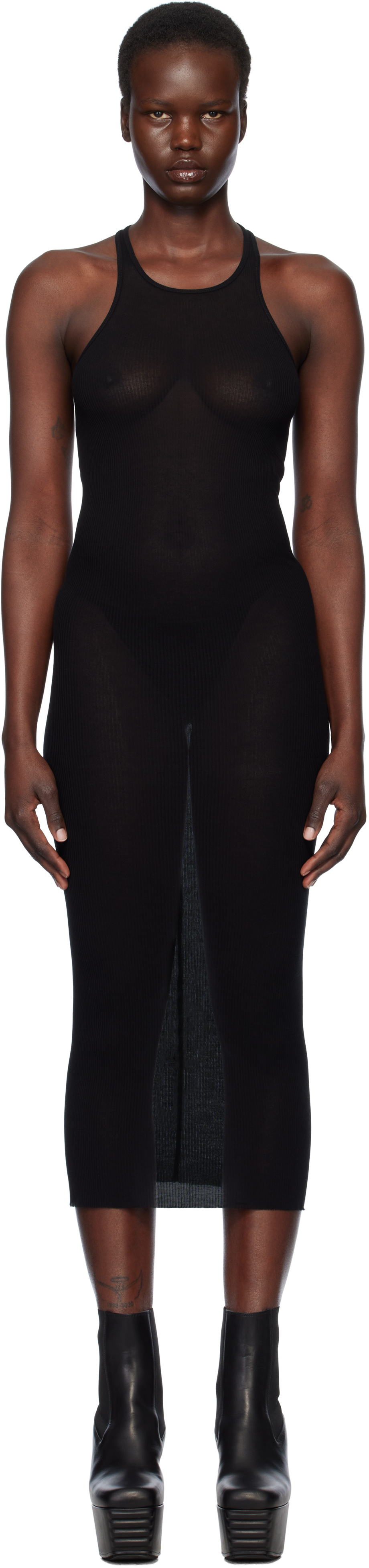 Rick Owens Black Hollywood Tank Maxi Dress In 09 Black